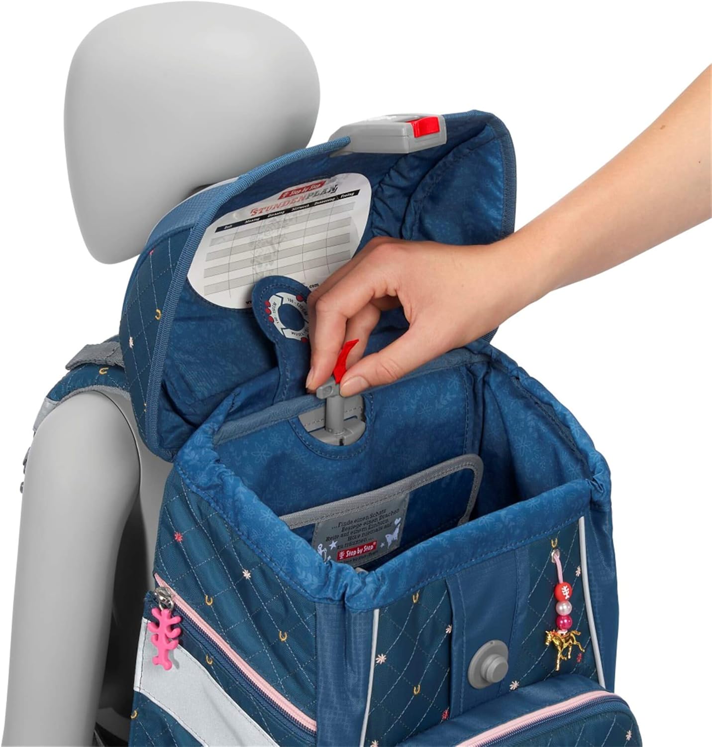 2in1 Plus Schulranzen-Set Pferdefreunde (6-teilig), Blau-rosa