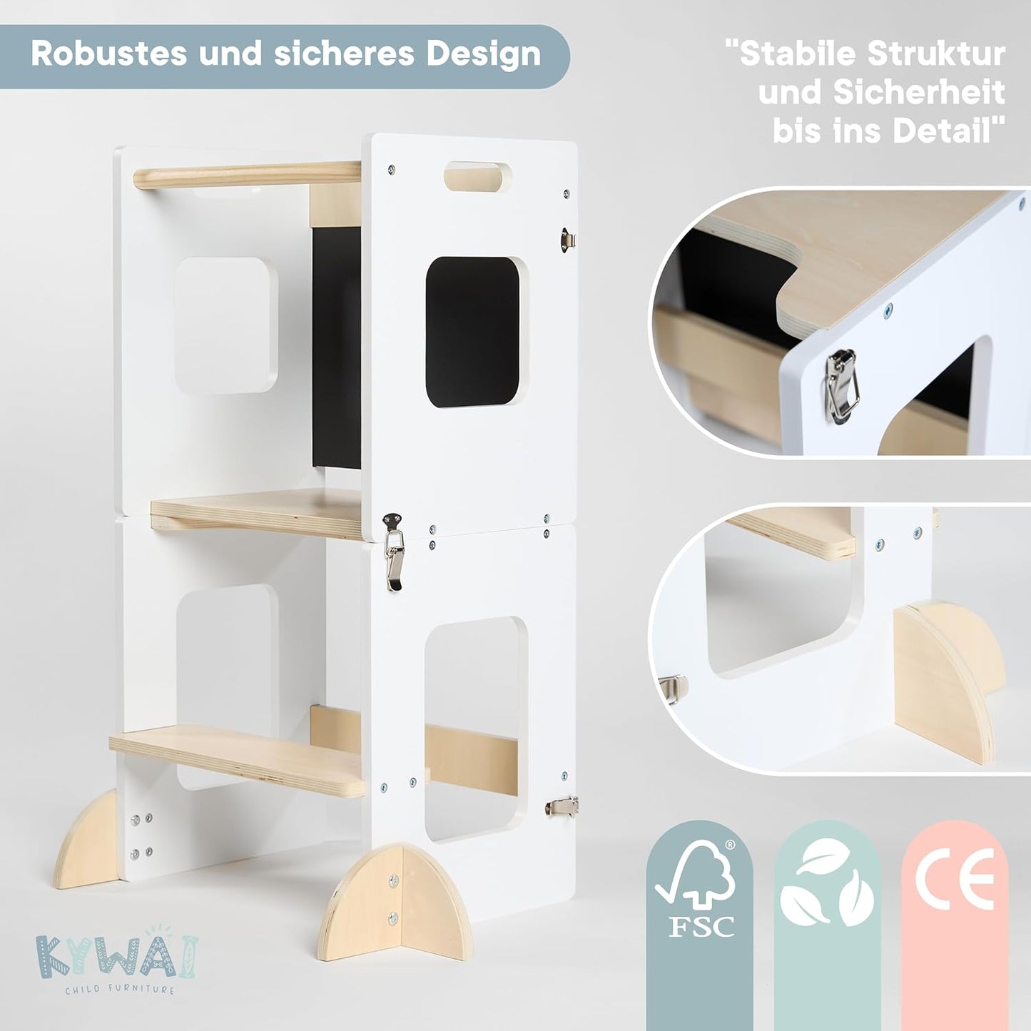 Klappbarer Lernturm mit Tafel