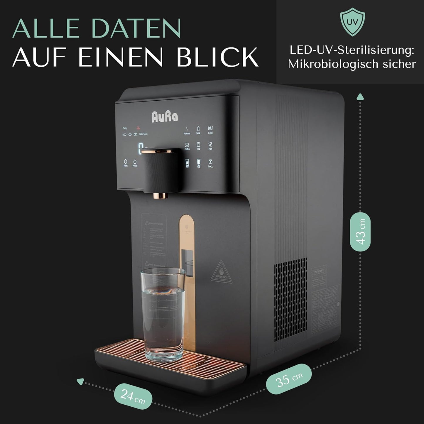 Osmose-Wasserfiltersystem ohne Tank, Mit Festwasseranschluss Schwarz
