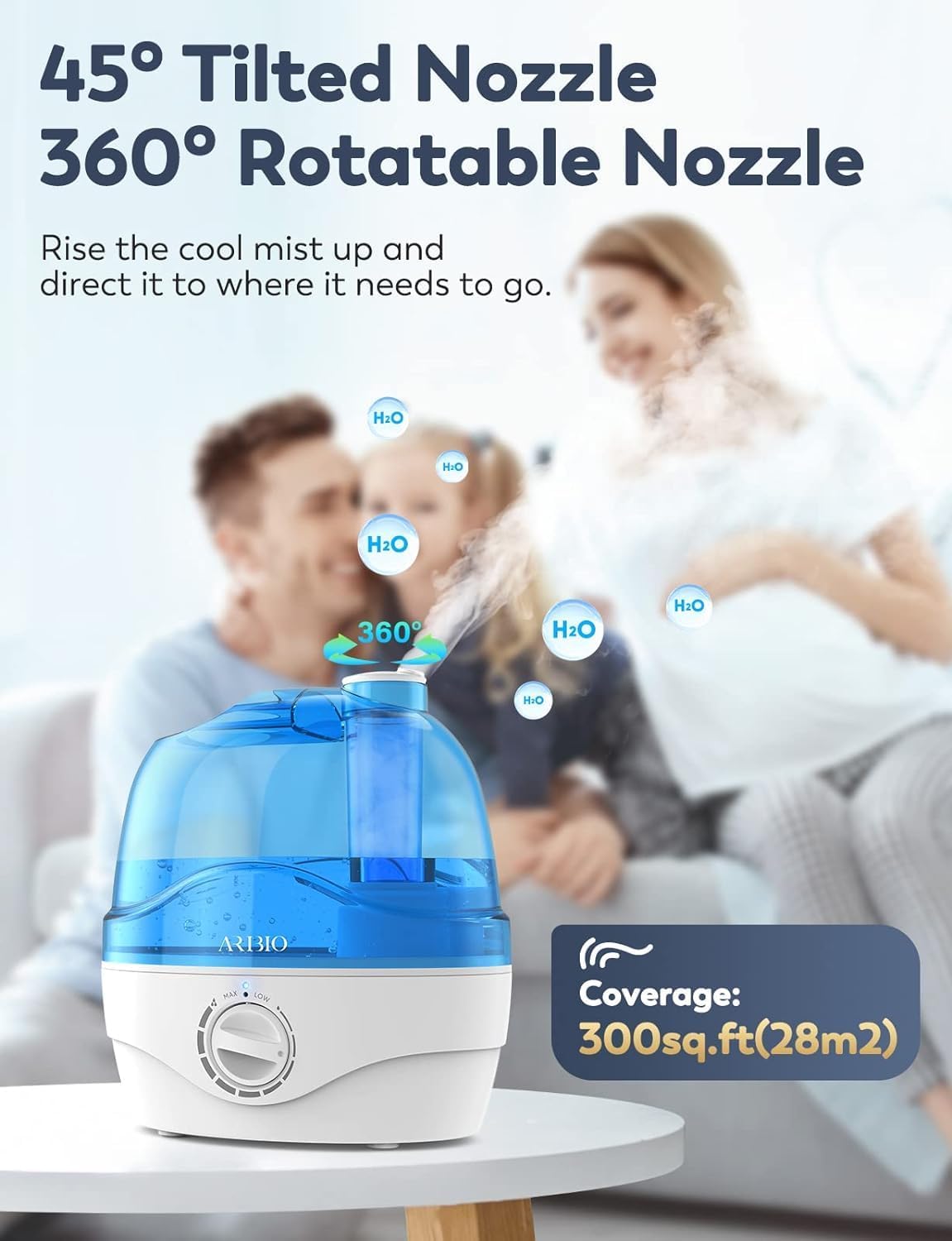 Luftbefeuchter mit 360° Düse, 2.2L