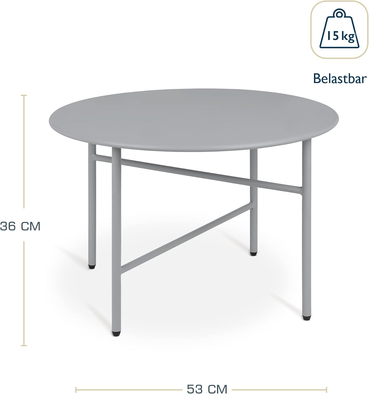 Beistelltisch Finn, Tischplatte: Ø 53cm - Höhe: 36cm Grau