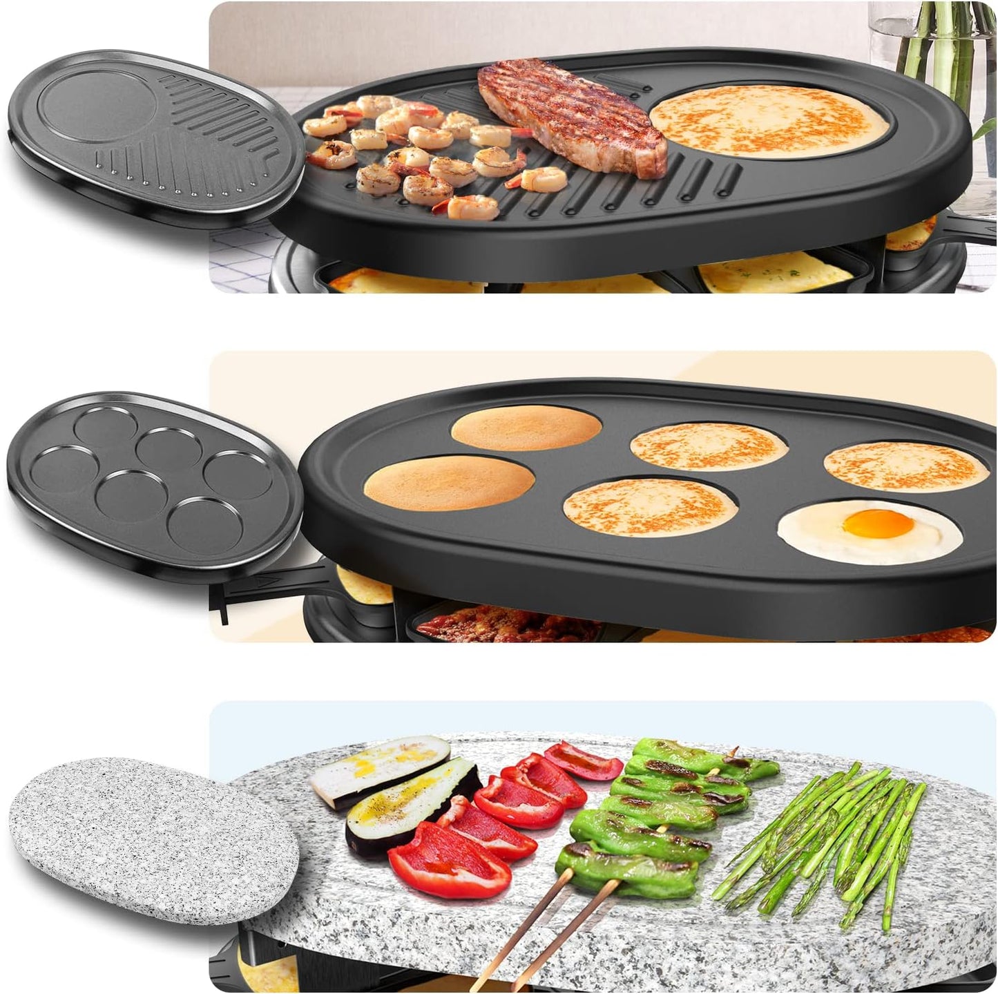 4-in-1 Raclette-Gerät, 8 Personnes - Raclette 4 en1