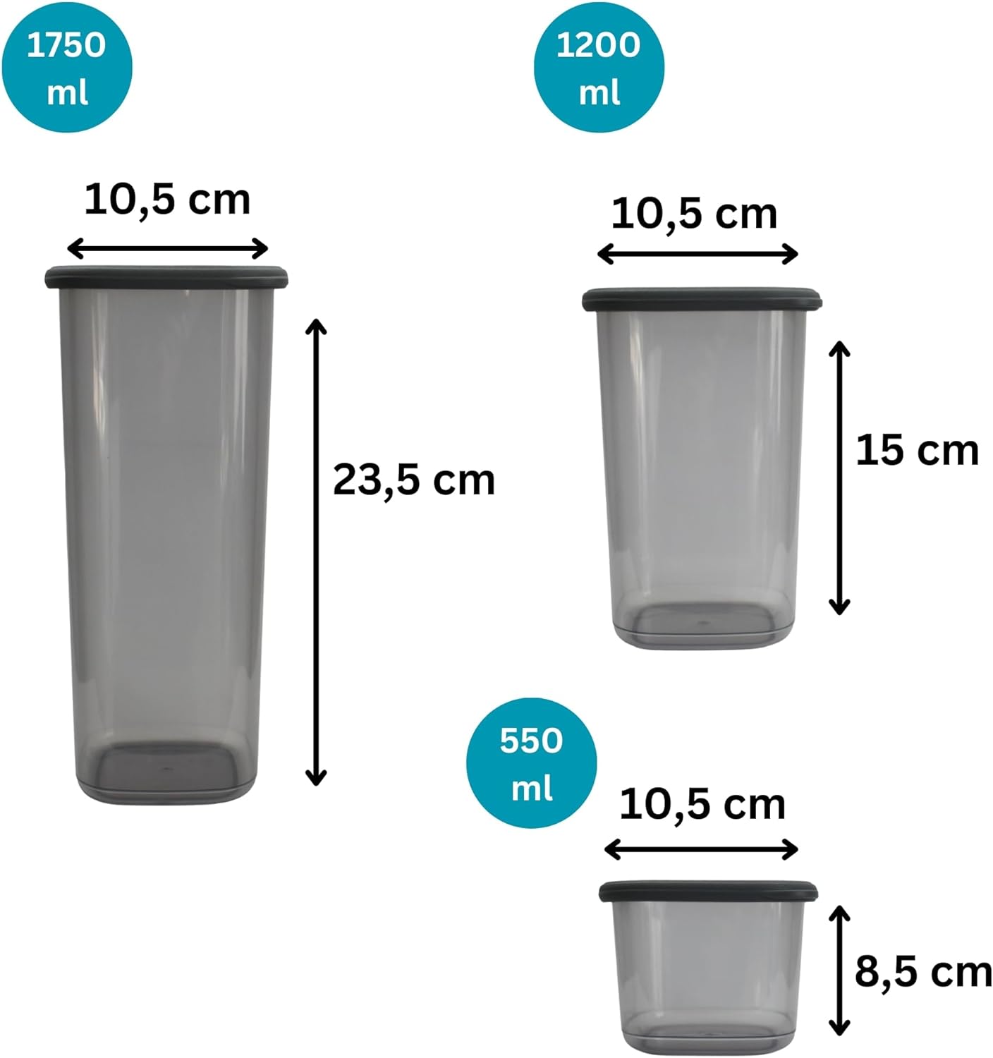 Luftdichte Vorratsdosen-Set (4-teilig) 1200ml, 4x 1200ml & 1x HLKauf-Block