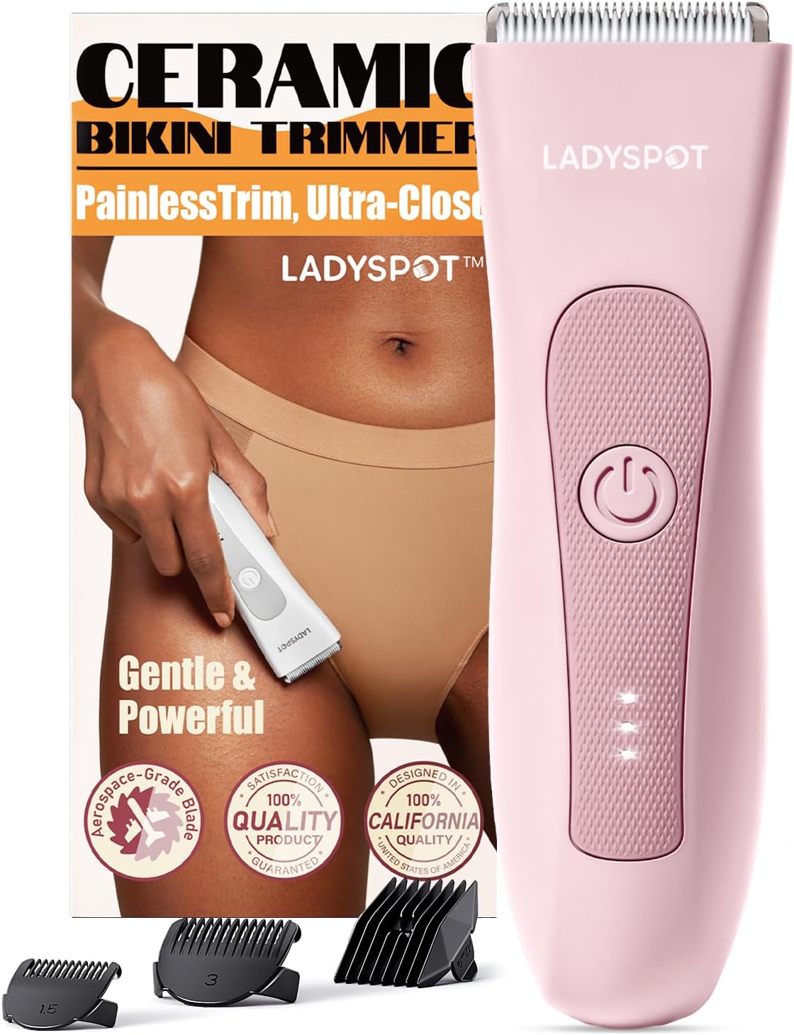 Intimrasierer mit drei Schutzvorrichtungen, Rosa