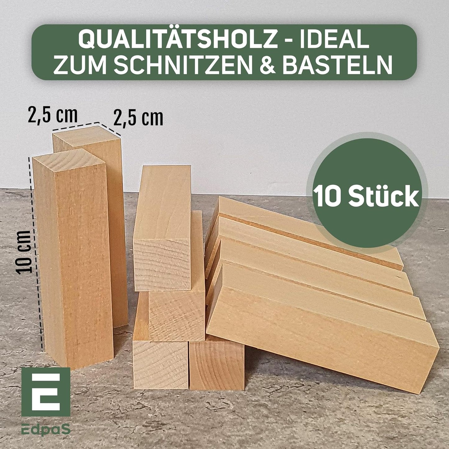 10er-Set Schnitzholz, Ahornholz Klein (10x)