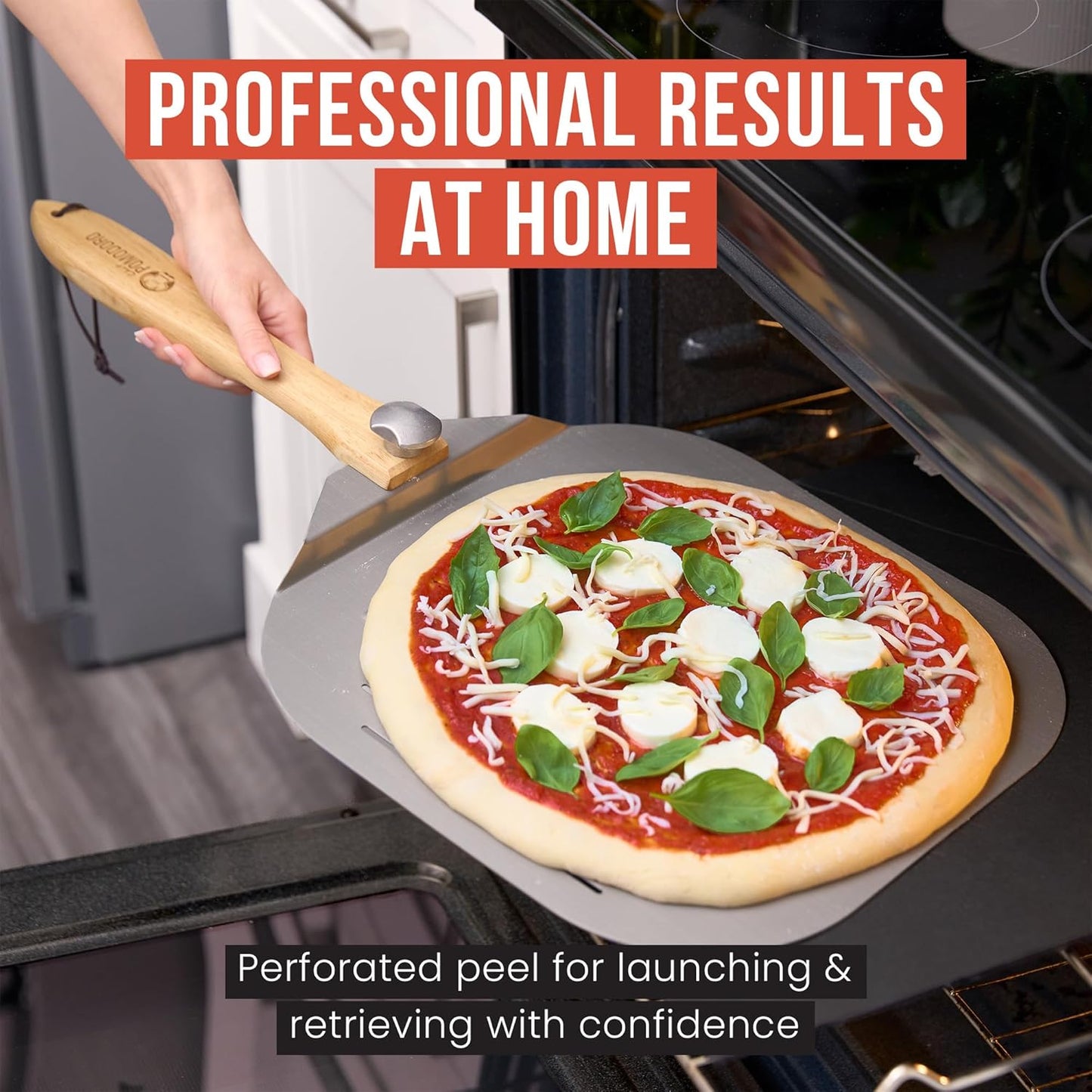 Pizzaschaufel mit faltbarem Griff, 35,6 x 40,6 cm