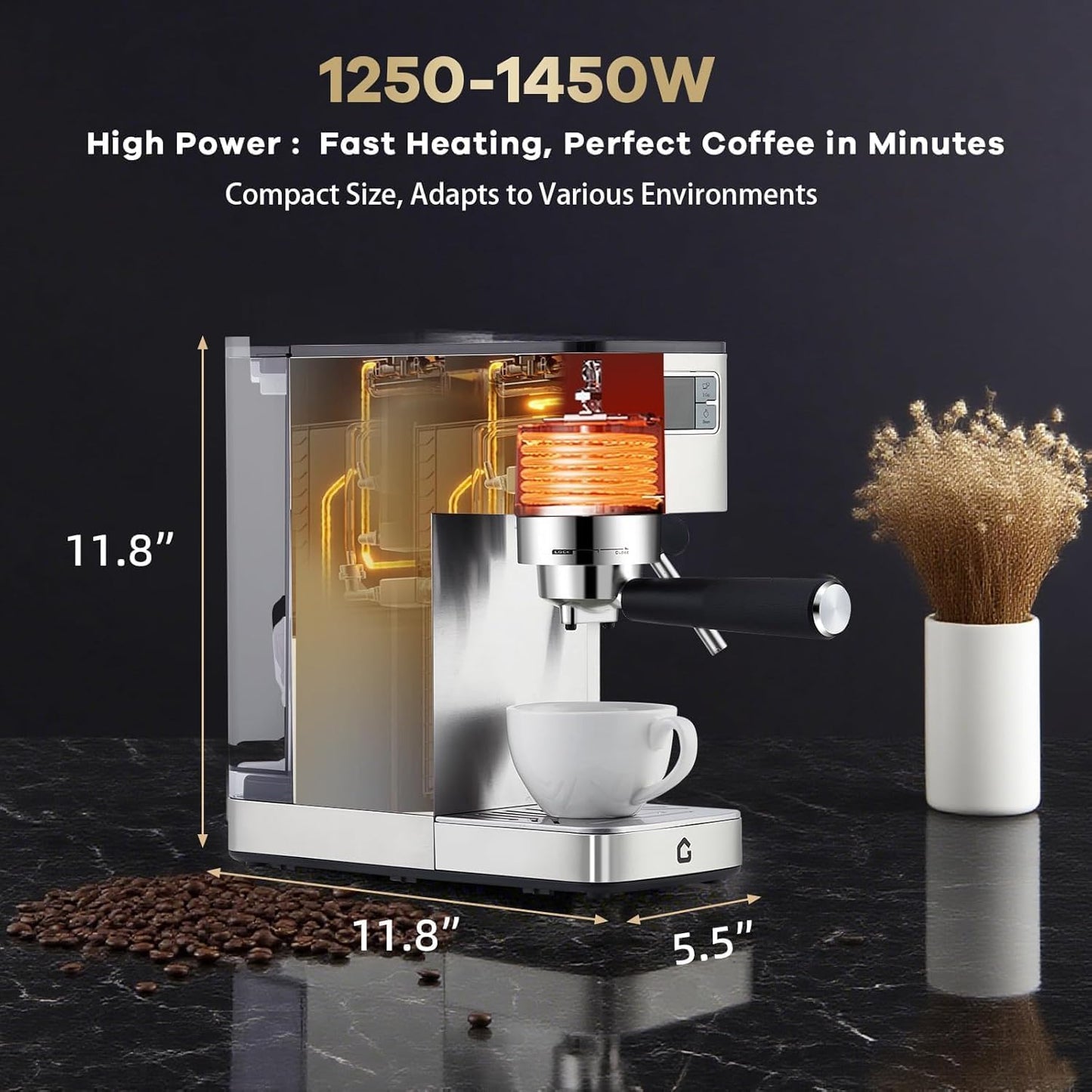 Espressomaschine, 20 Bar Druck 1,25L