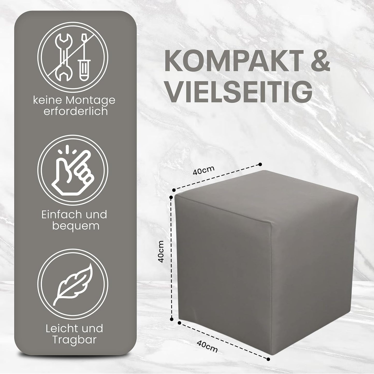 Gepolsterter Sitzwürfel, Grau