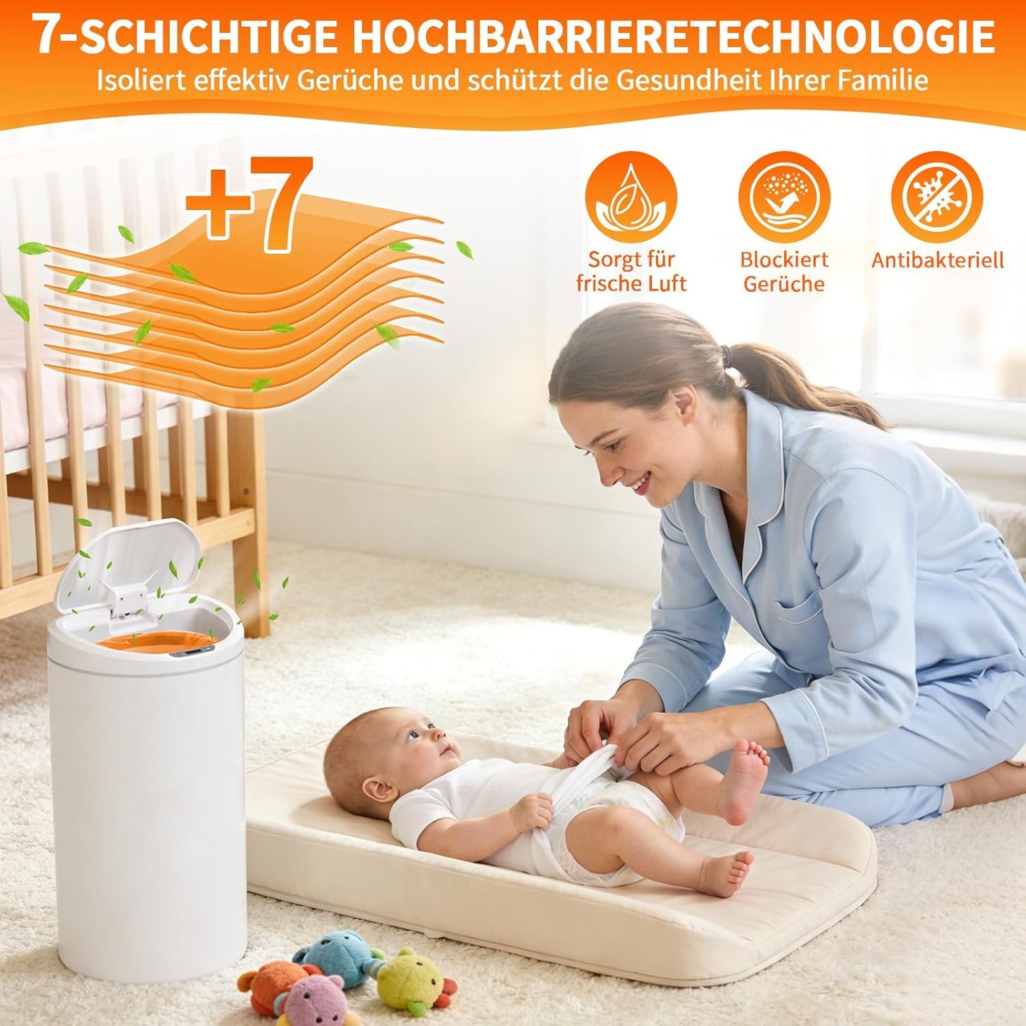 18er-Pack Nachfüllkassetten für Windeleimer, Orange-18 Stück