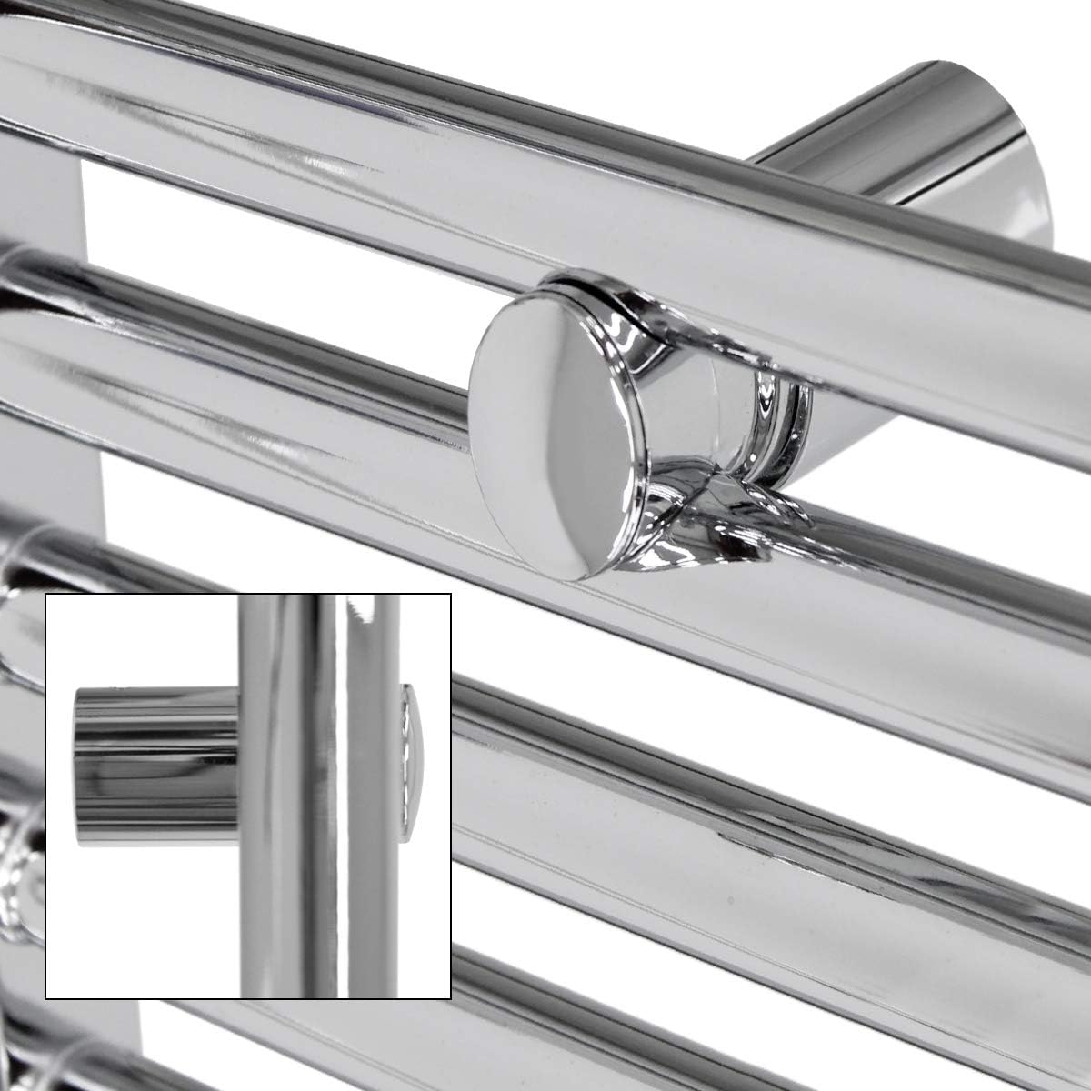 Handtuchheizkörper mit Mittelanschluss und Thermostat, 300x1400 mm gerade mit Durchgangs-Ventil Chrom