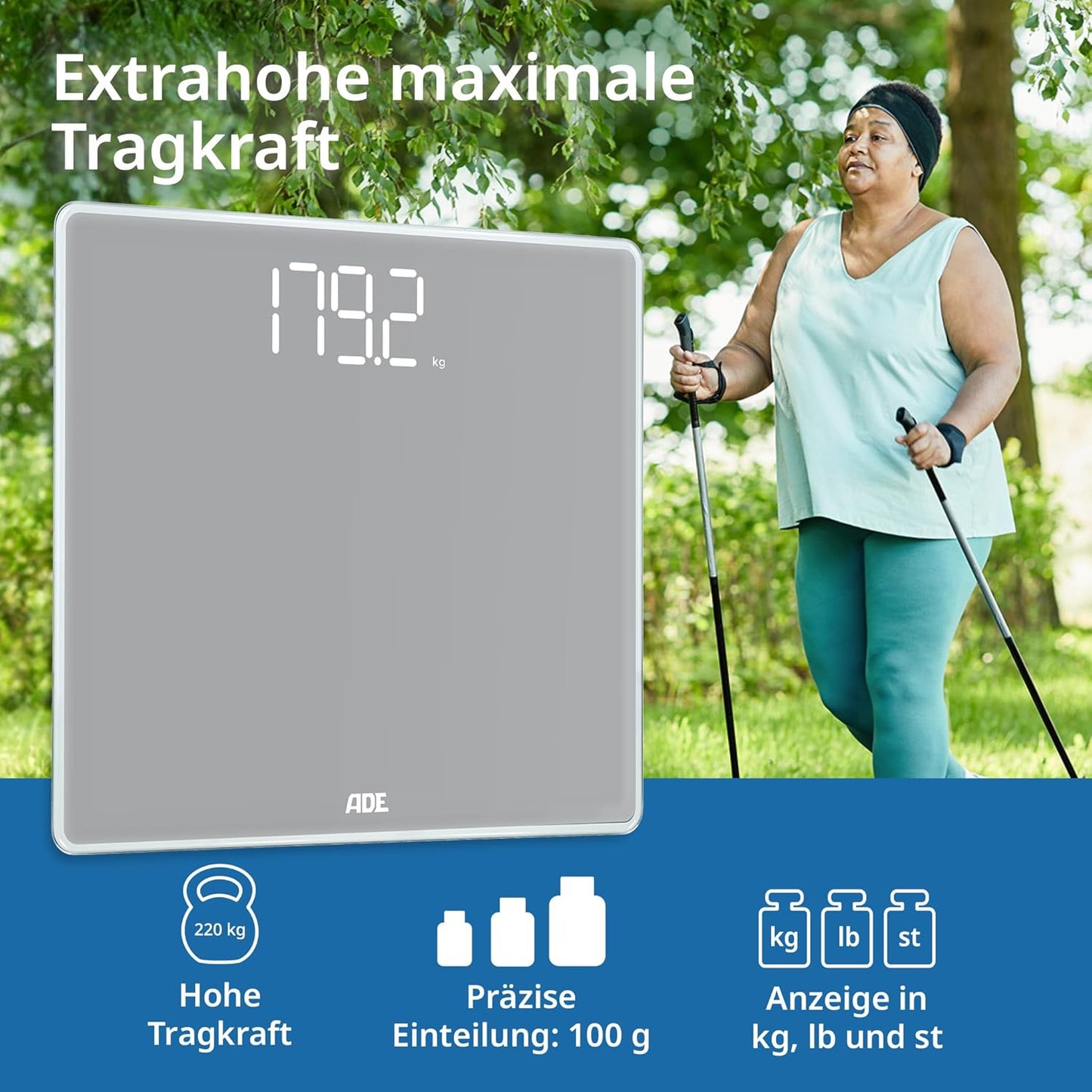 Digitale XXL Körperwaage, Grau