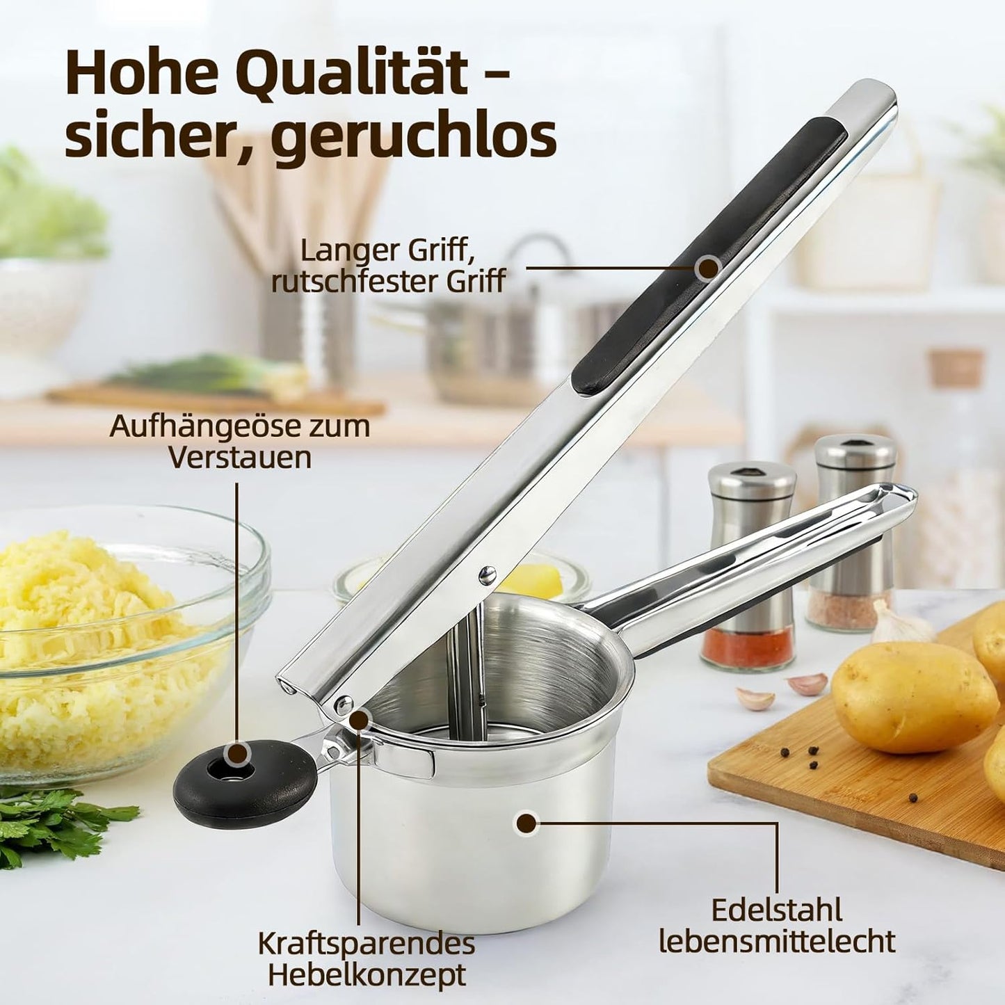 Kartoffelpresse mit 4 Spätzlesieben