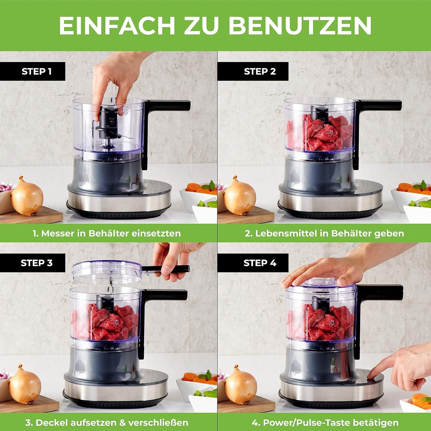 4D Küchen-Zerkleinerer Nutri-Chopper mit Auto-Blade