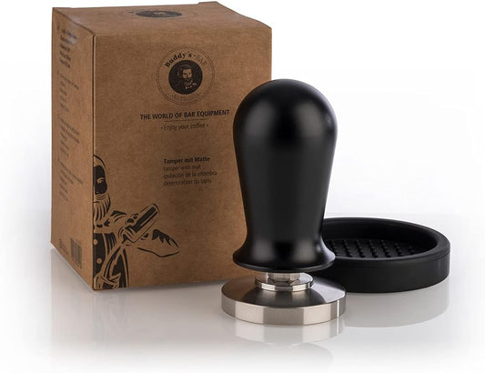 Espresso Tamper mit Matte, Barista Edition, Schwarz ∅ 51 mm