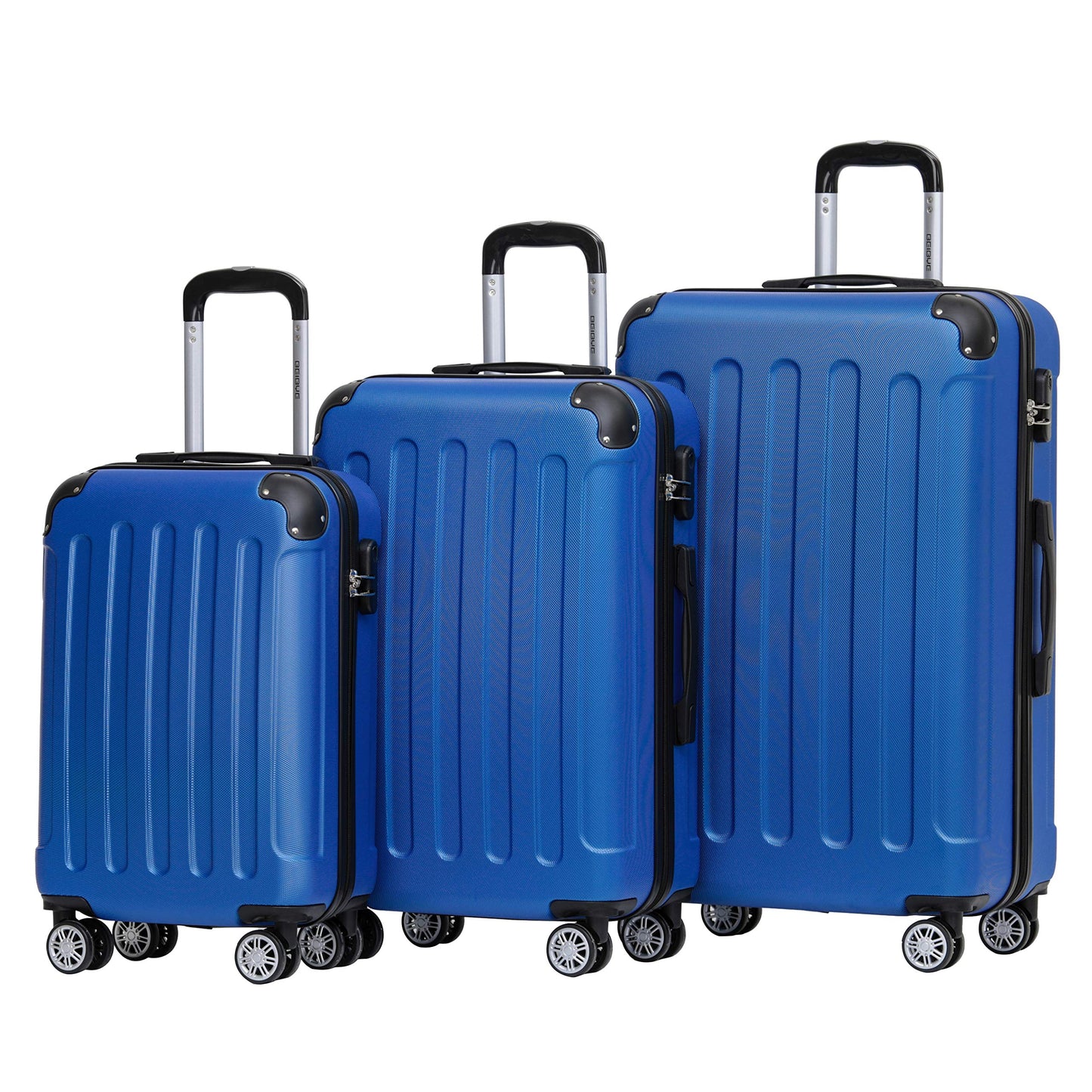 3-teiliges Hartschalenkoffer-Set, Diamondblau 55 cm, 66 cm, 76 cm