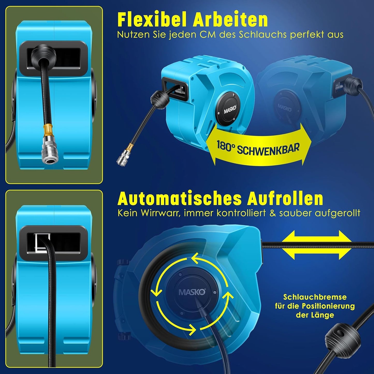 Schlauchtrommel Druckluft, 10m Blau