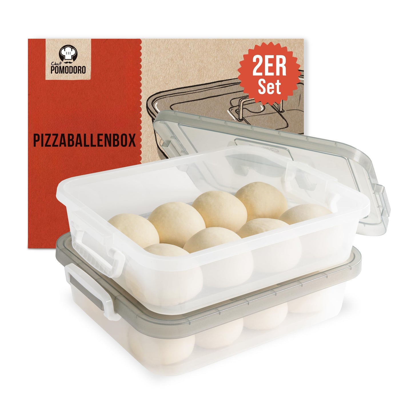 Pizzaballenbox, Grau 44 x 34 cm (2er-Pack)