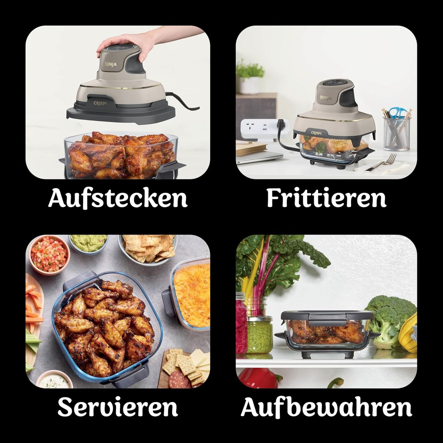Crispi Power Pod 4-in-1 Airfryer, FN101EUSTGD, Stone Gold
