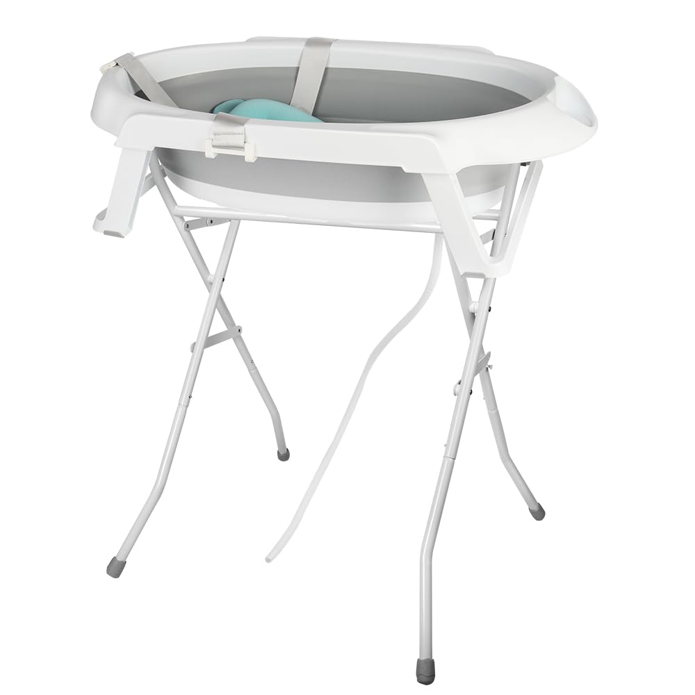 Faltbare Babybadewanne mit Gestell, 66 x 61 x 82 cm (grau)