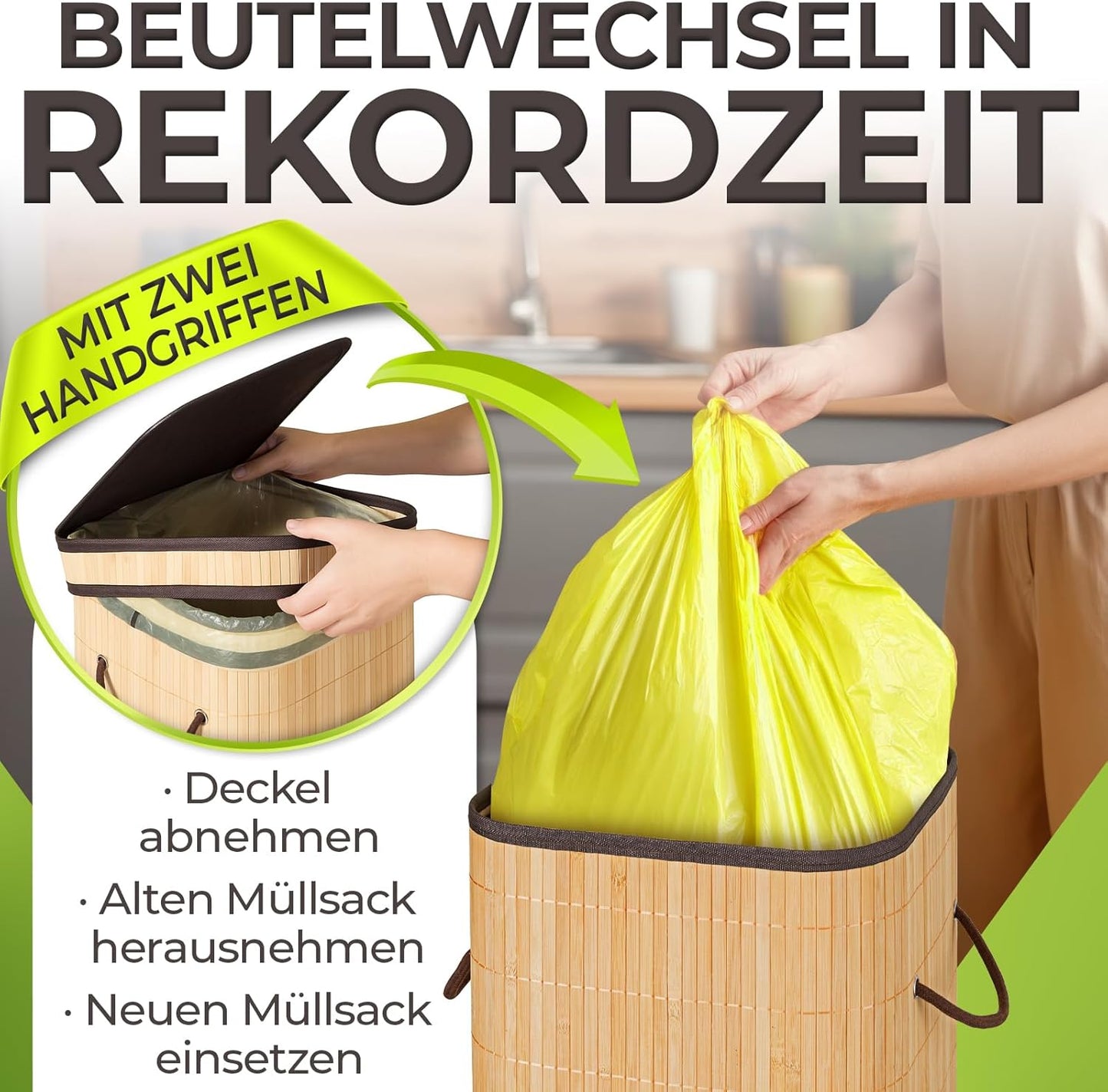 Mülleimer mit Deckel und Griffen