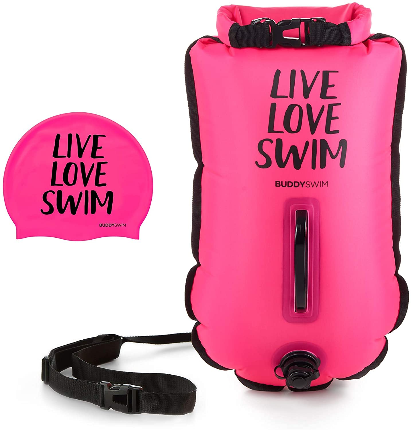 Schwimmboje mit Badekappe, Rosa