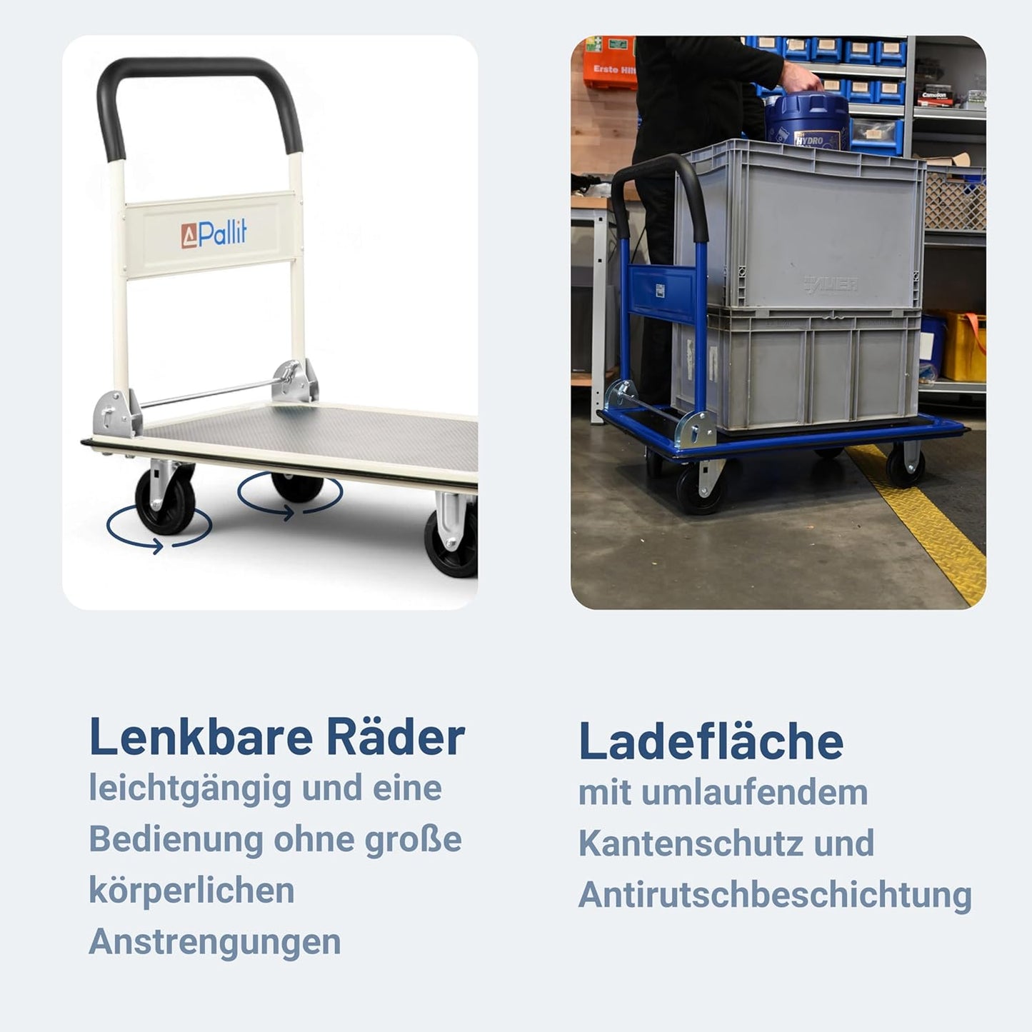 Klappbarer Transportwagen, 150 kg Weiss