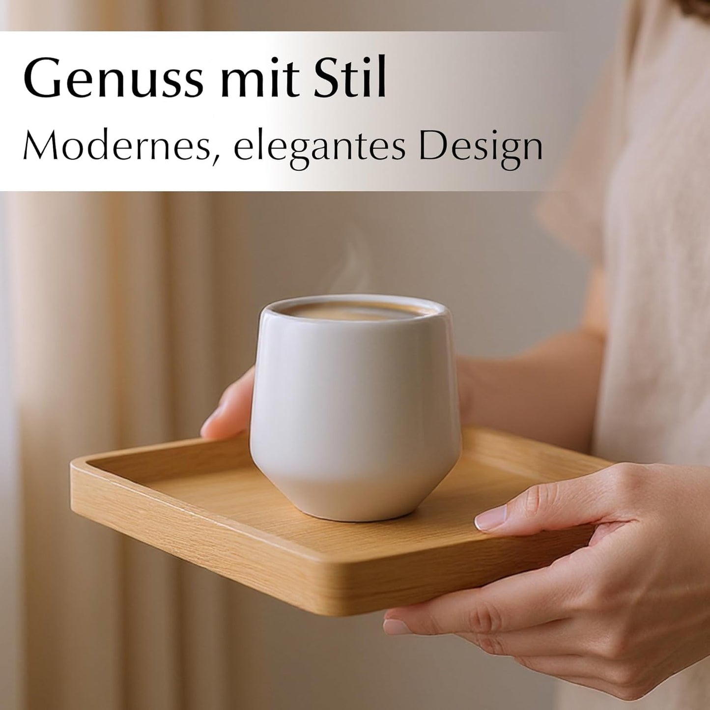 4er-Set Espressotassen ohne Henkel, Steingrau