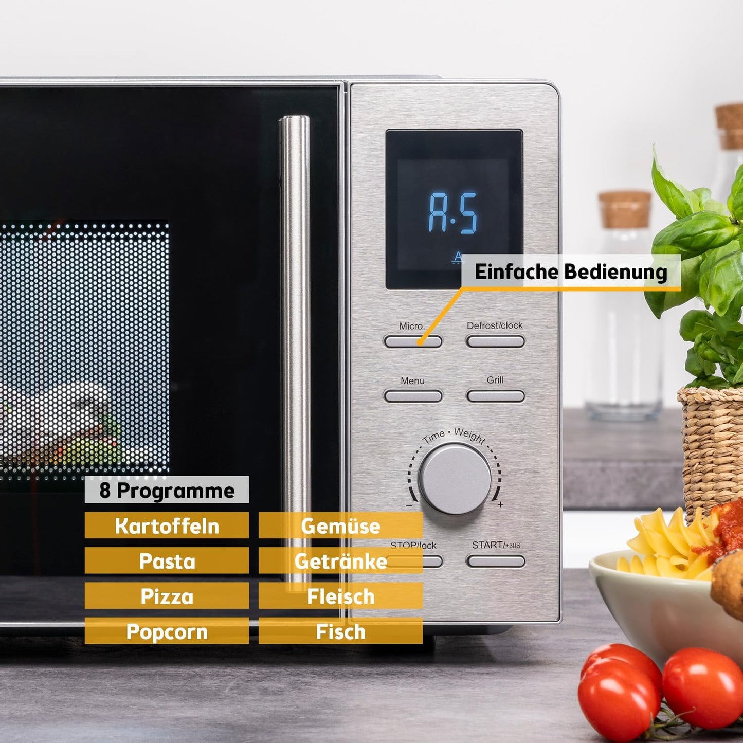 2-in-1 Mikrowellenofen mit Grill, ‎FA-5002-3, Silber