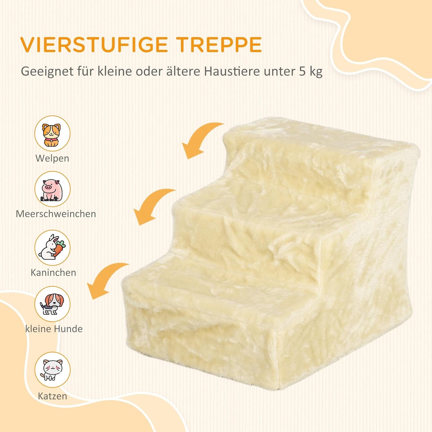 Haustiertreppe, Beige 46L x 35B x 35H cm