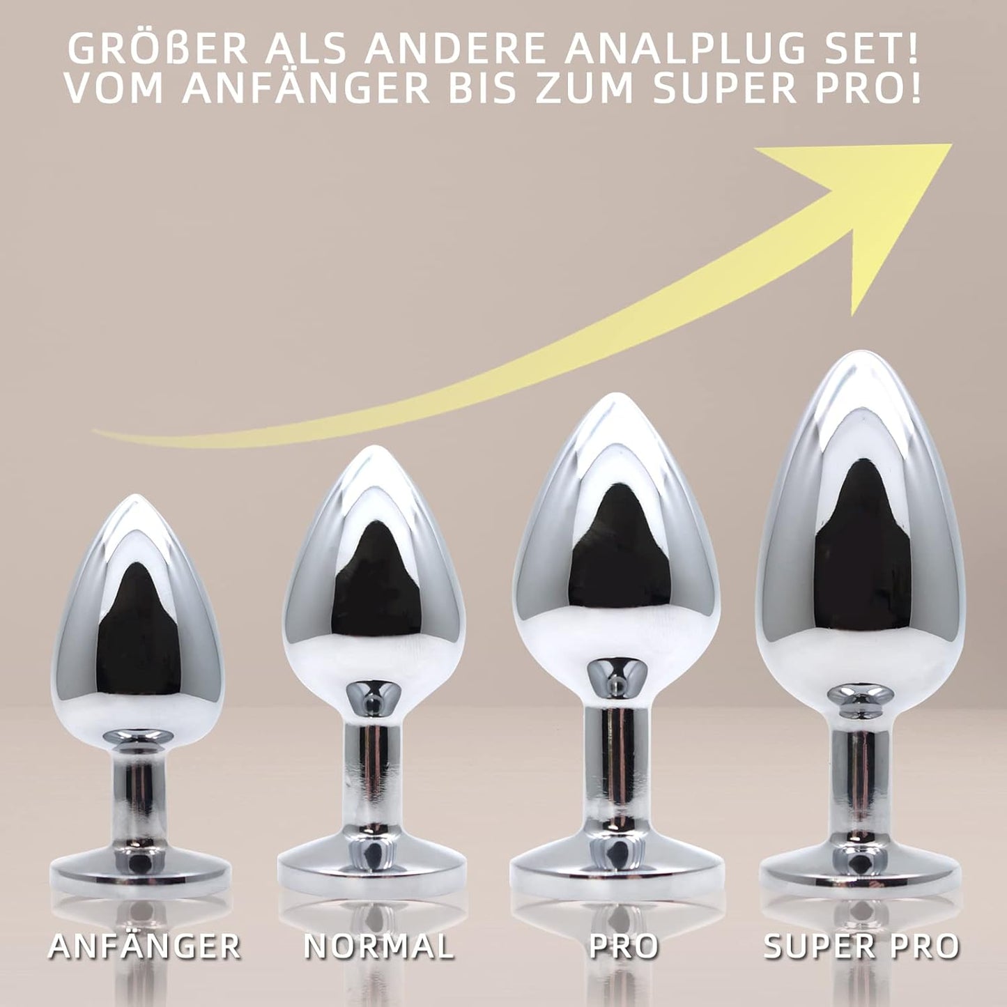 Analplug, 4 Stück verschiedene Grössen, Schwarz-4set