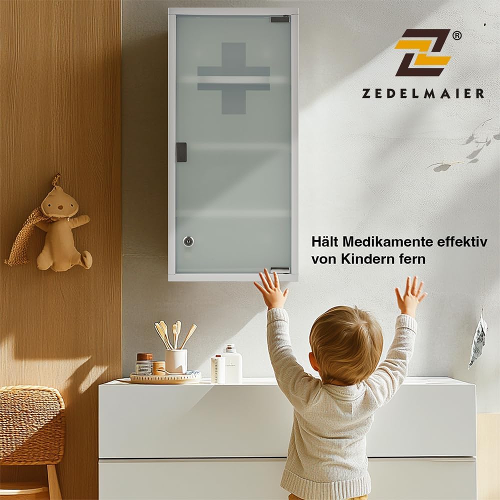 Medizinschrank aus Edelstahl, Weiß - 4 Fächer