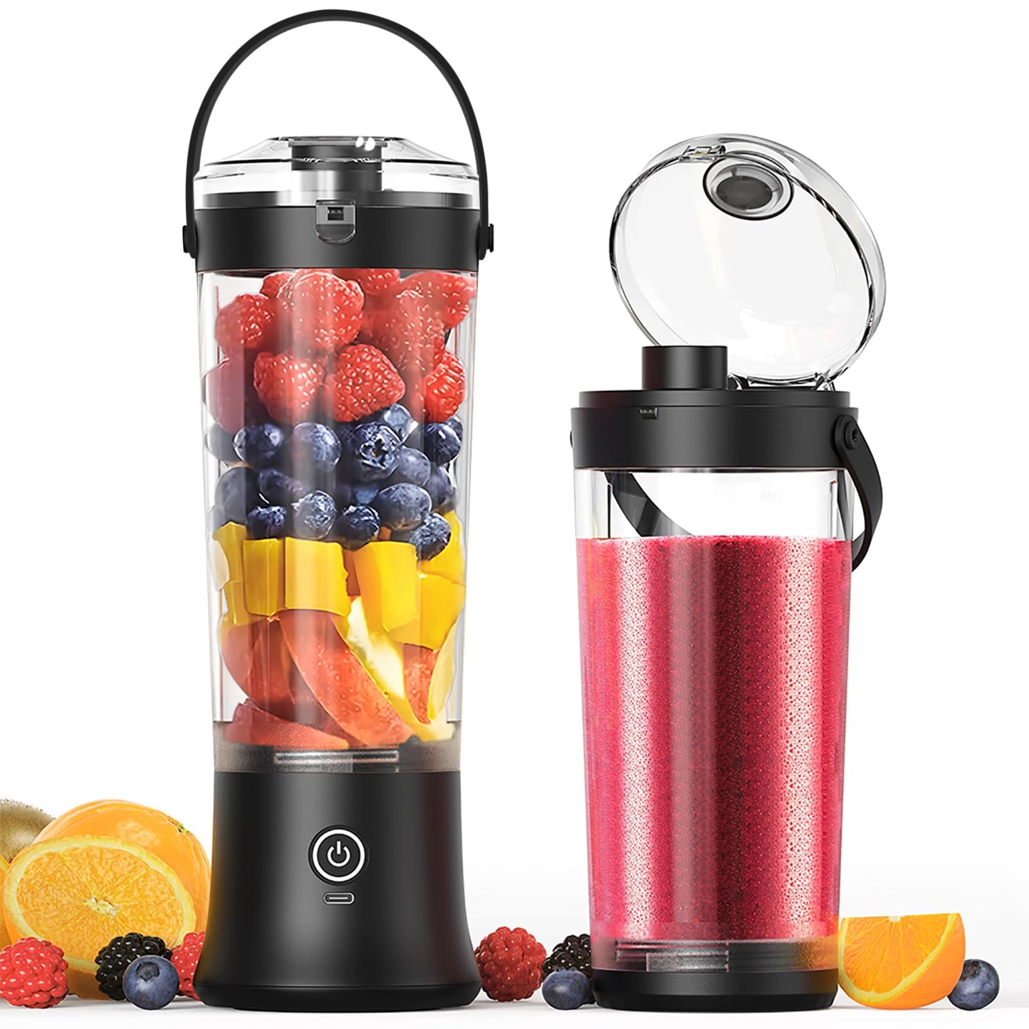 Tragbarer Mixer für Shakes und Smoothies, 8.5 cm x 8.5 cm x 28.5 cm Schwarz