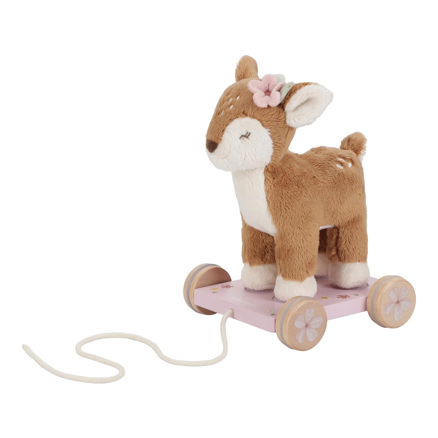 Nachziehtier Reh mit abnehmbarem Kuscheltier