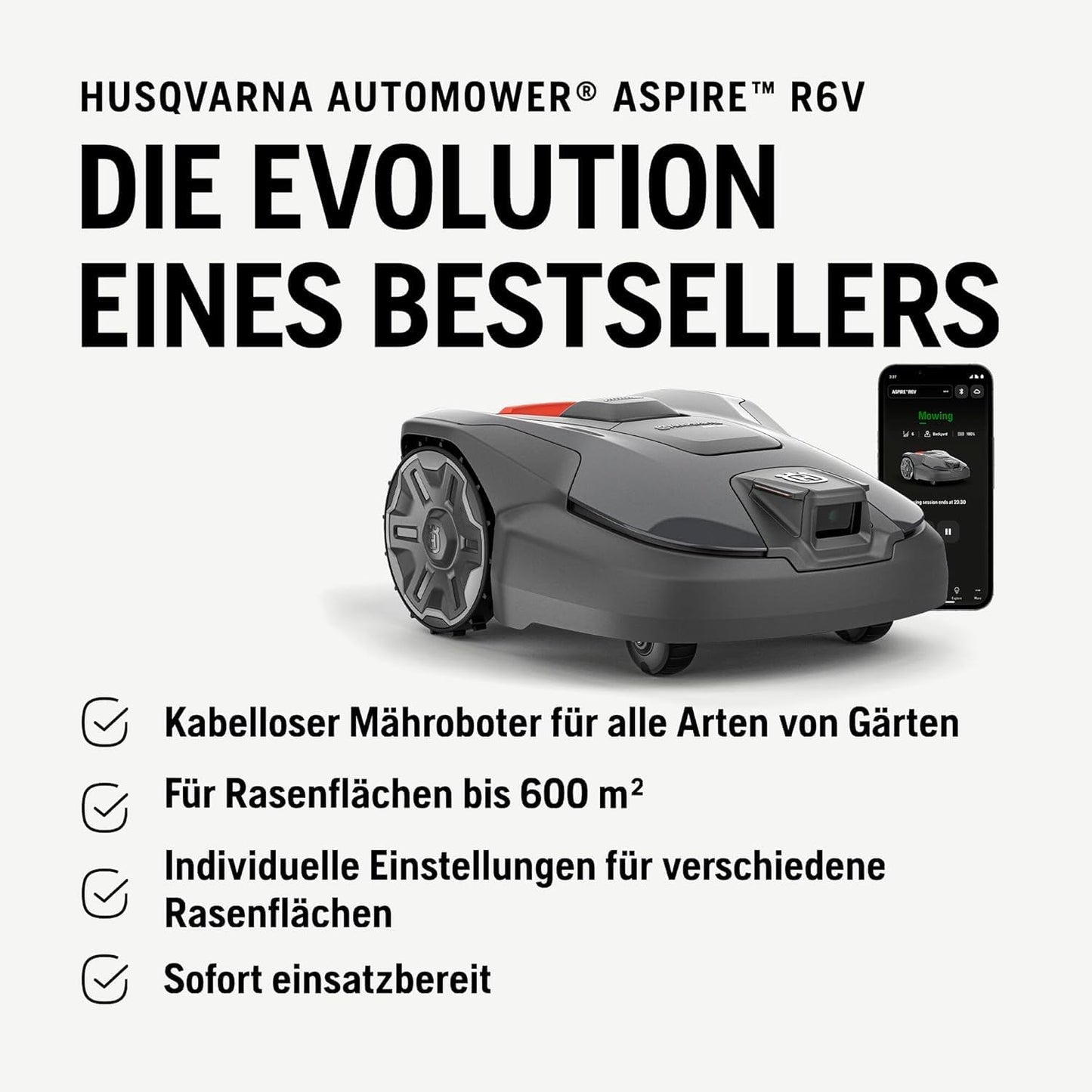 Automower Aspire R6V Mähroboter mit AI Vision, inkl. 6 Ersatzmesser