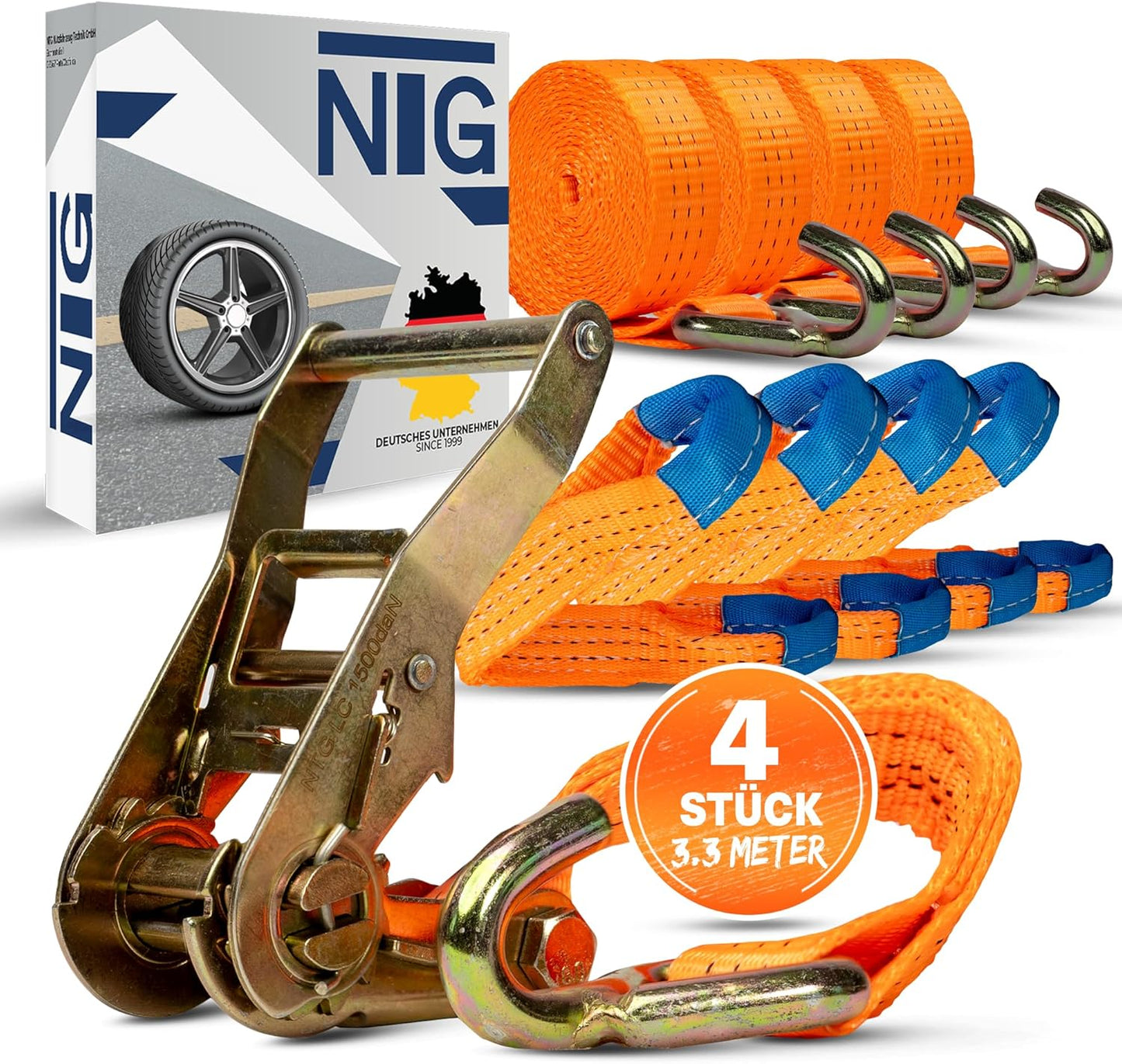 Spanngurt-Set für Autotransport (4 Stück, 3300 mm)