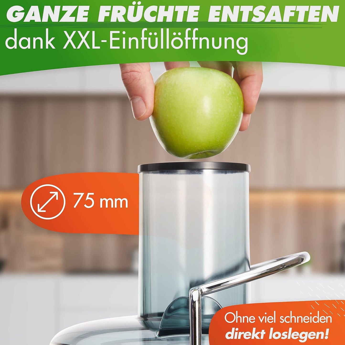 Quick-Juicer, Edelstahl XXL-Einfüllöffnung