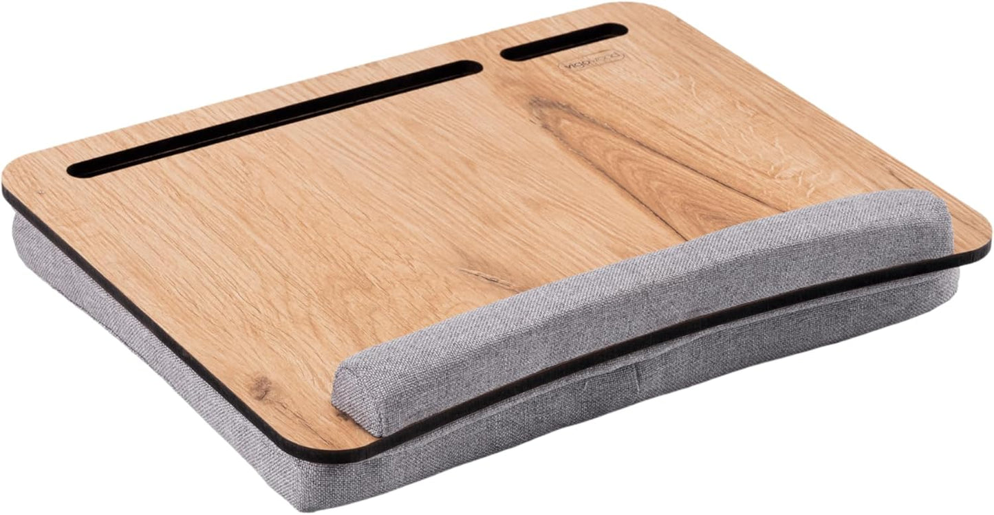 Laptopkissen mit Handgelenkauflage, Eiche & Grau