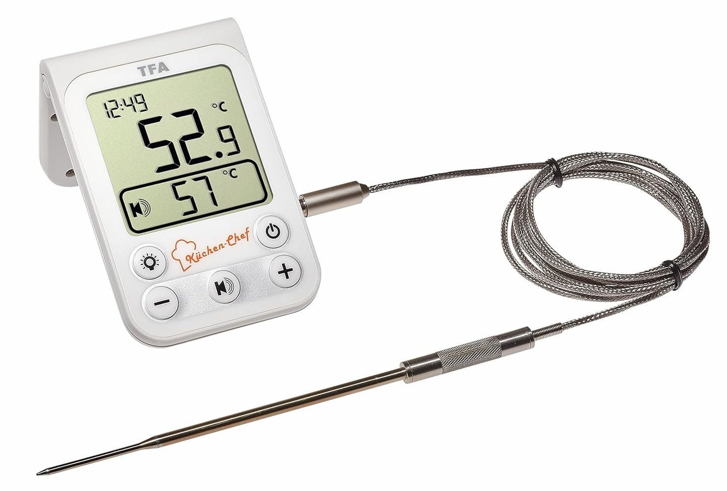 Digitales Grill-Bratenthermometer mit Hintergrundbeleuchtung, Weiß