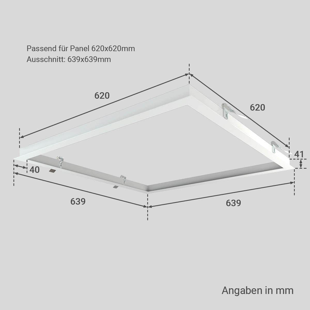 LED Panel Einbaurahmen 62x62cm für Deckenmontage, 62x62cm