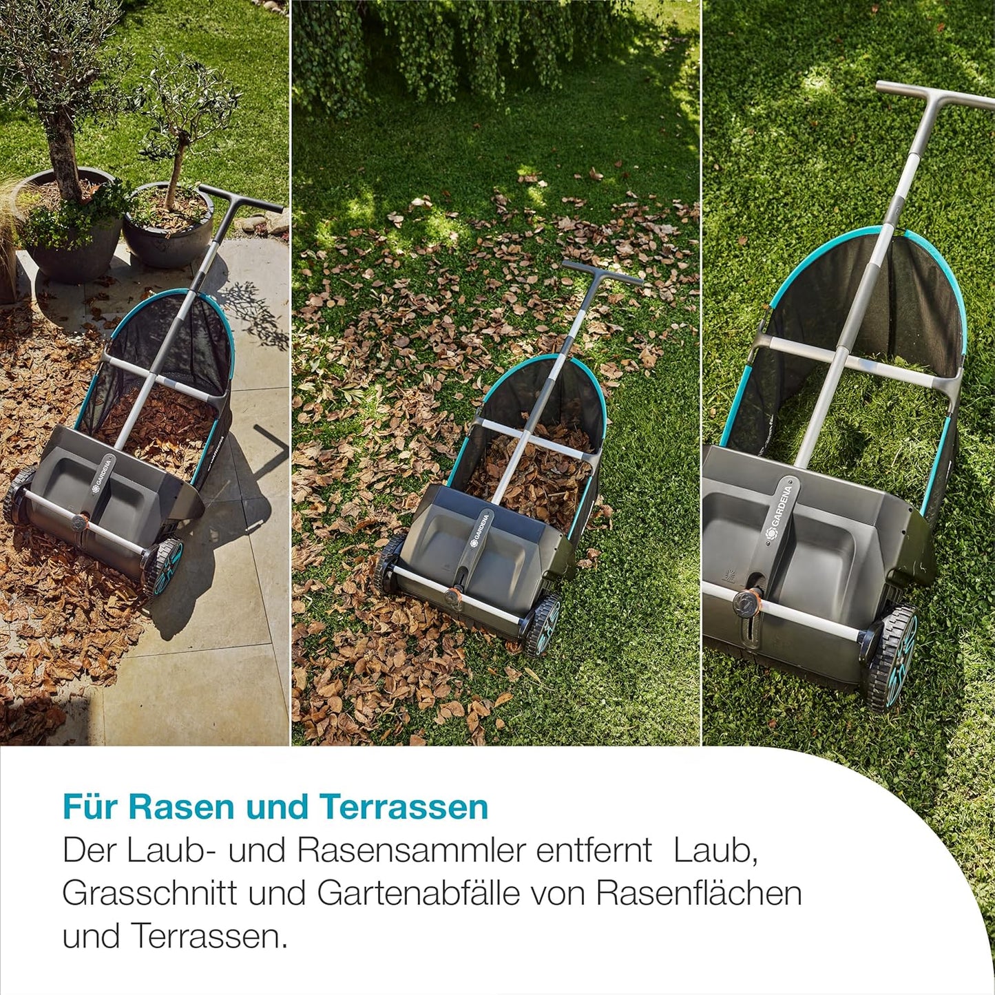 Laub- und Rasensammler, Rasen und Terrassen