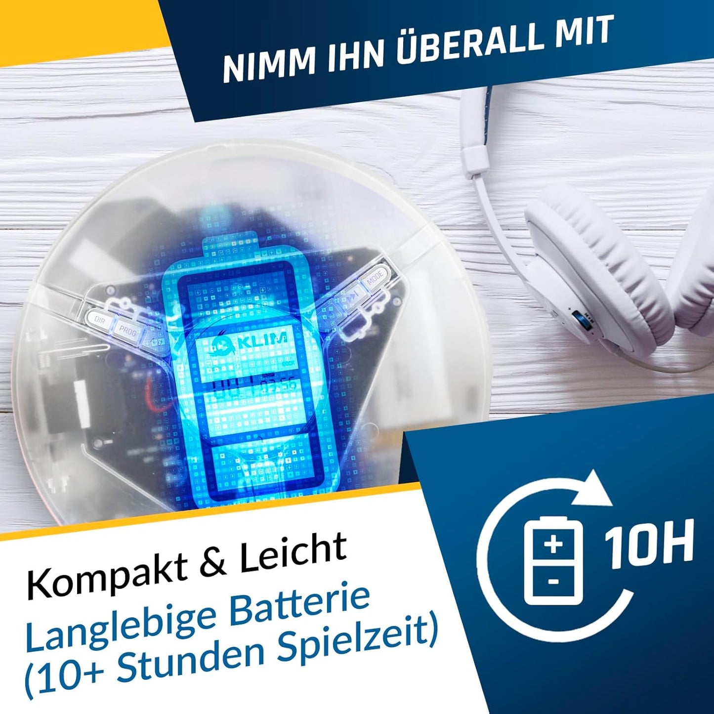 Discman mit Kopfhörer, Transparent