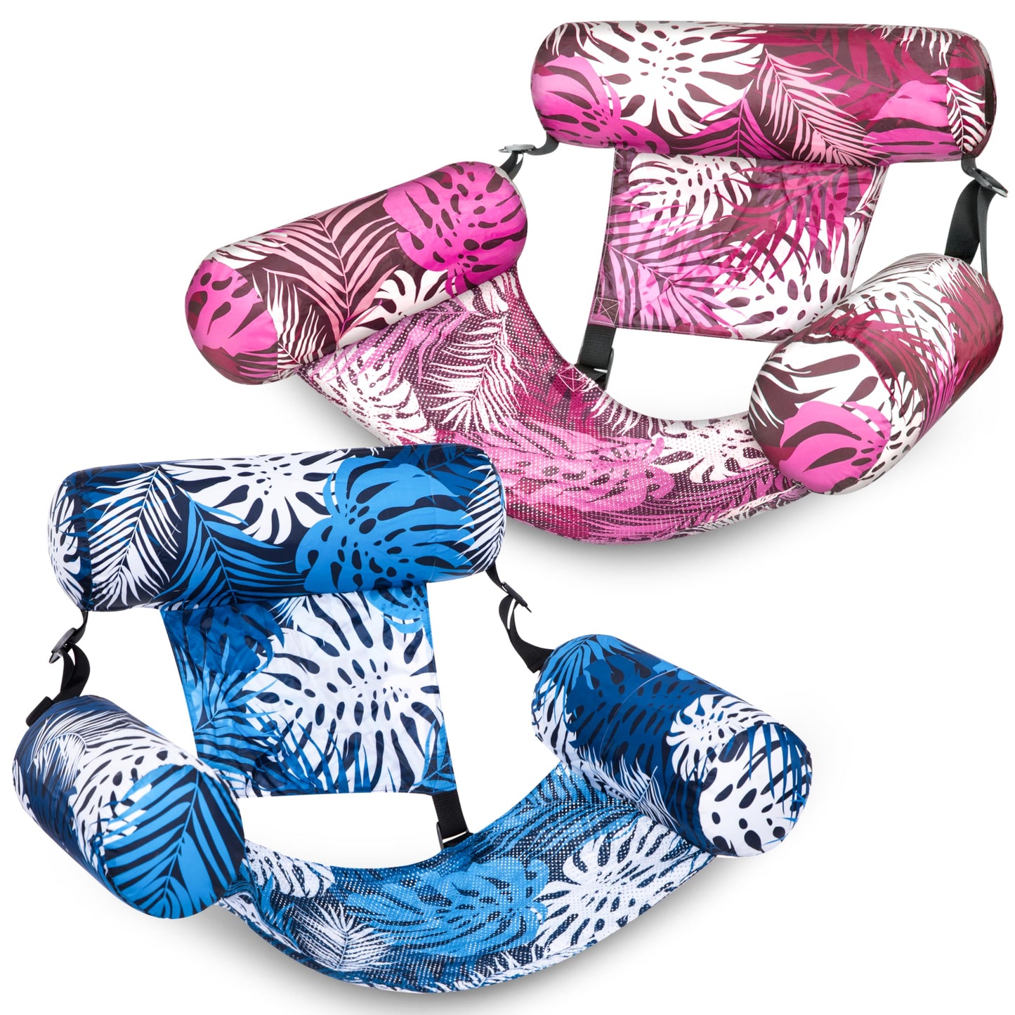 Aufblasbare Pool-Schwimmstühle, 2er-Set, Blau, Rosa