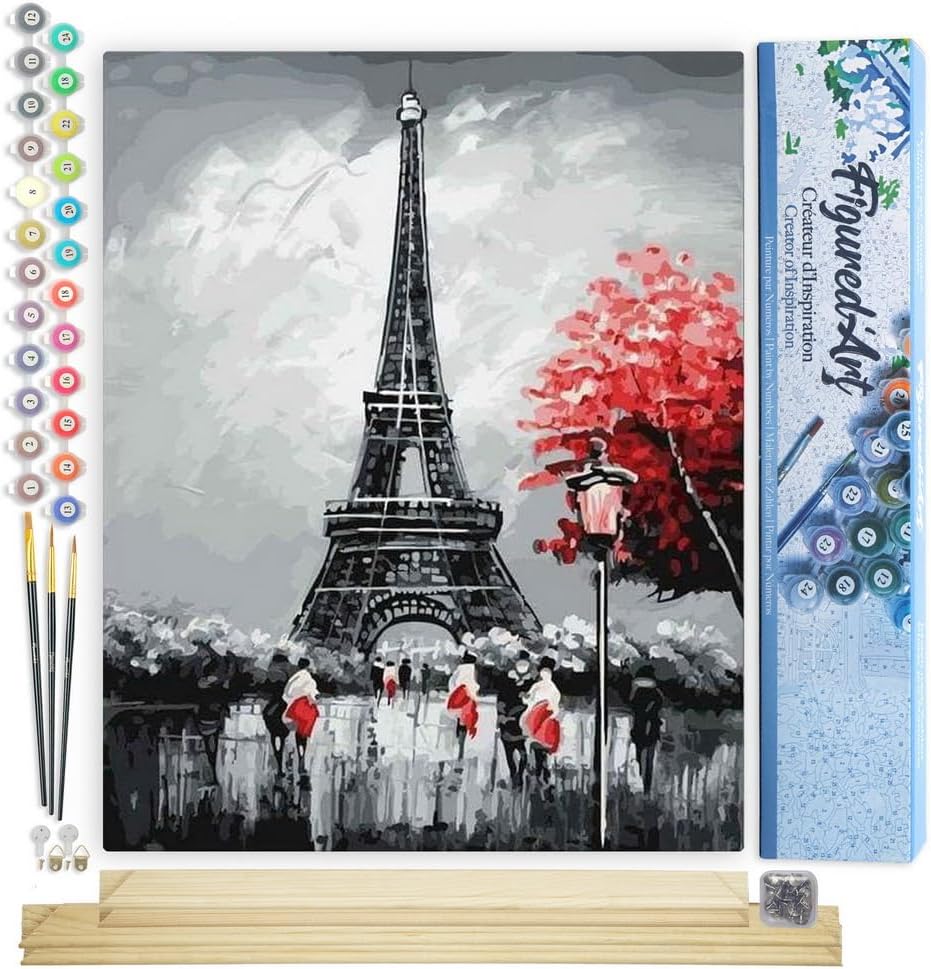 Malen nach Zahlen Set - Paris Eiffelturm, Paris Eiffelturm 40x50cm Mit Keilrahmen (nicht gespannt)
