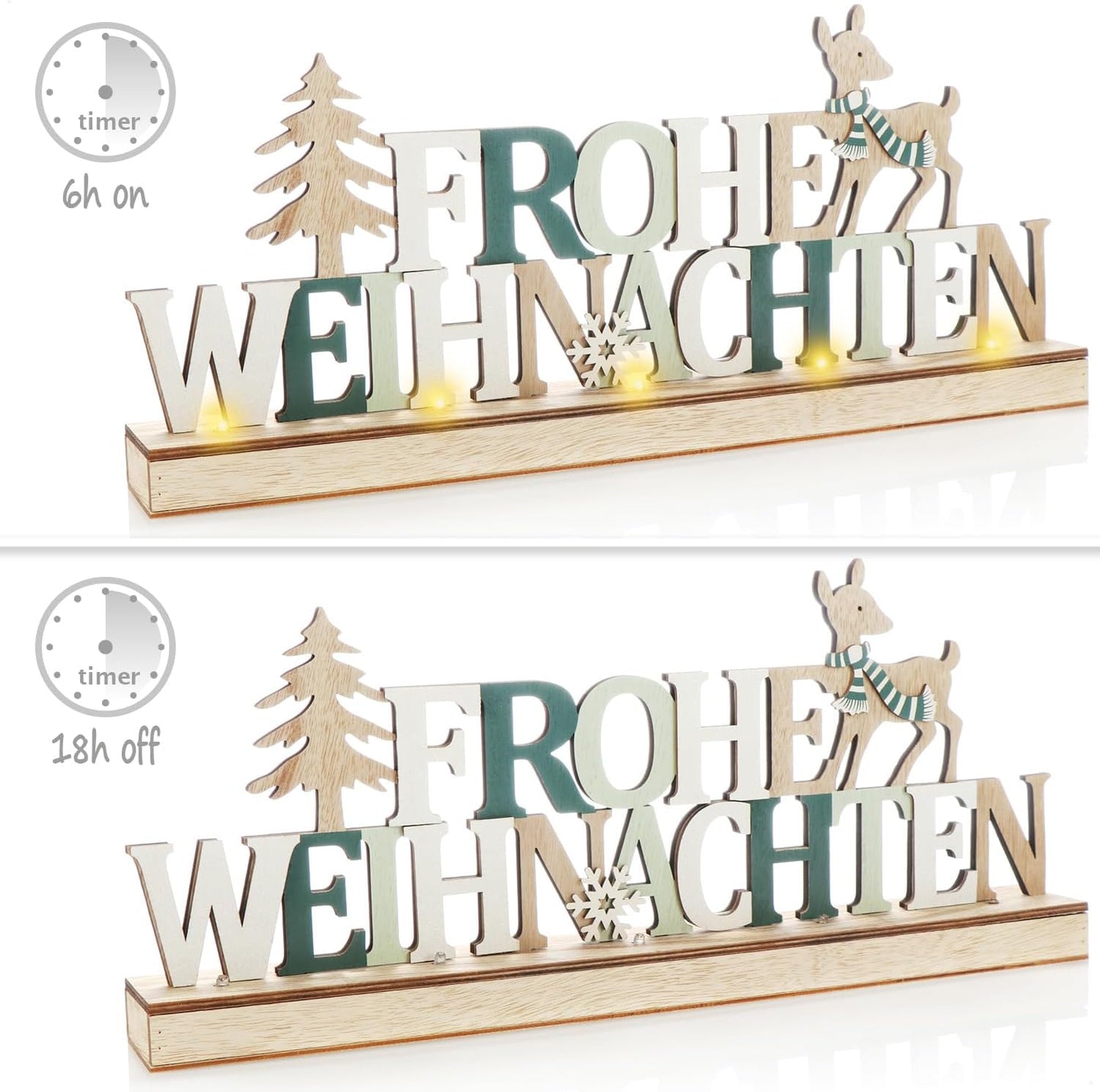 LED-Deko-Aufsteller, Rentiere - Grün