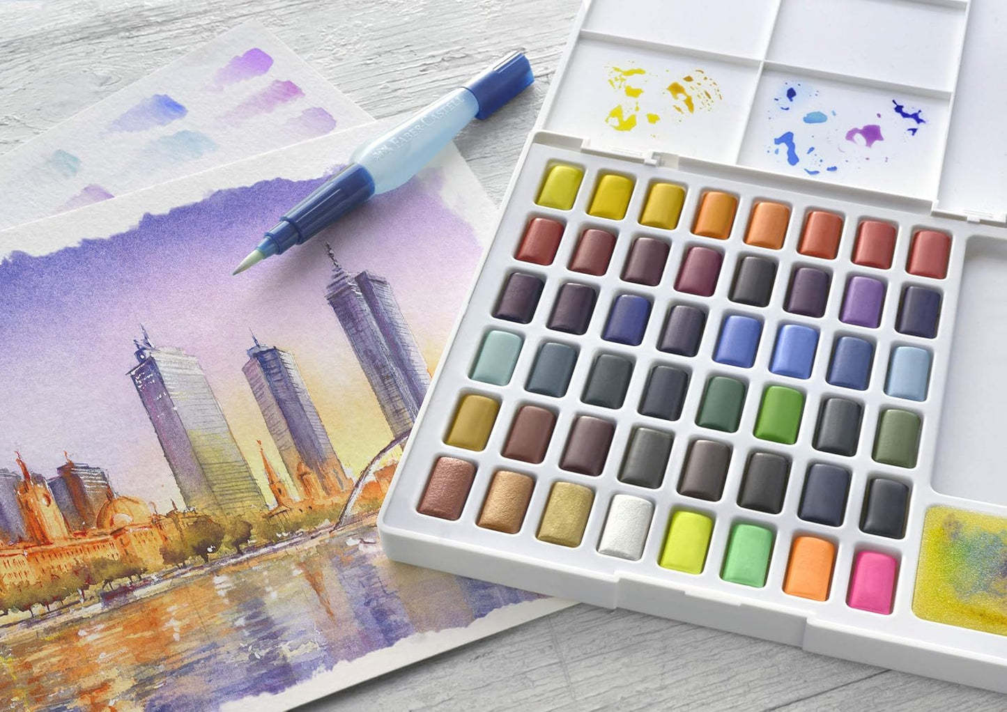 26-teiliges Aquarellfarben-Set mit Mischpalette, 26-teiliges Set, Aquarellfarben