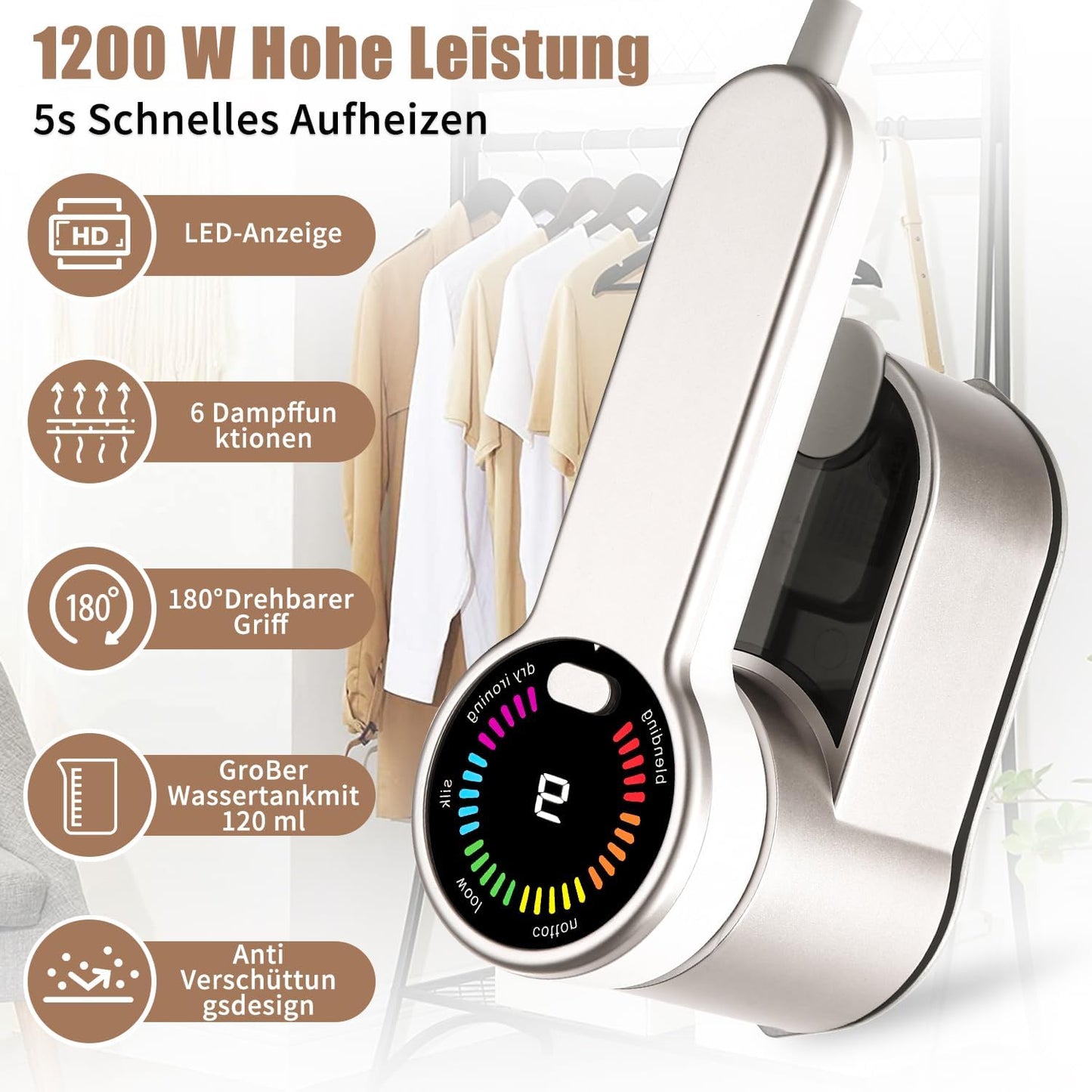 Reise-Dampfglätter & Bügeleisen 2-in-1 (1200W)