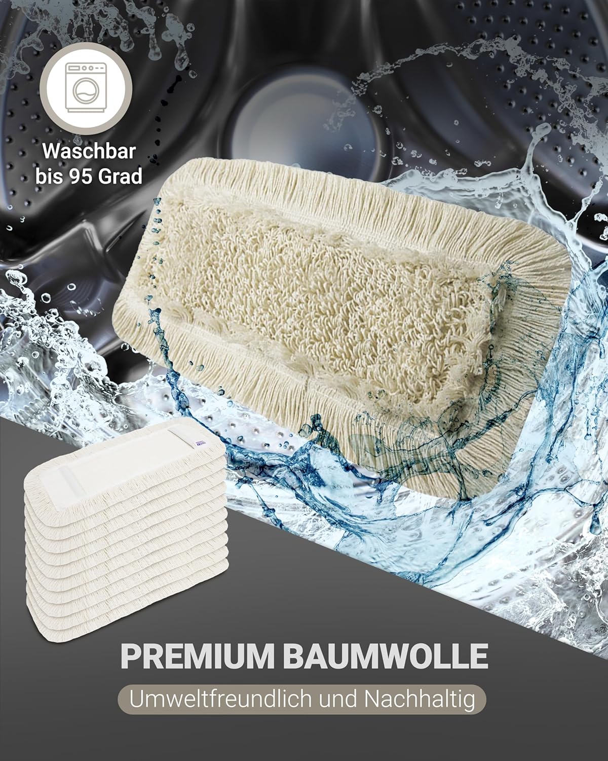 Profi Bodenwischer-Bezüge mit Aussenfransen, 5 Stück, 50cm 5