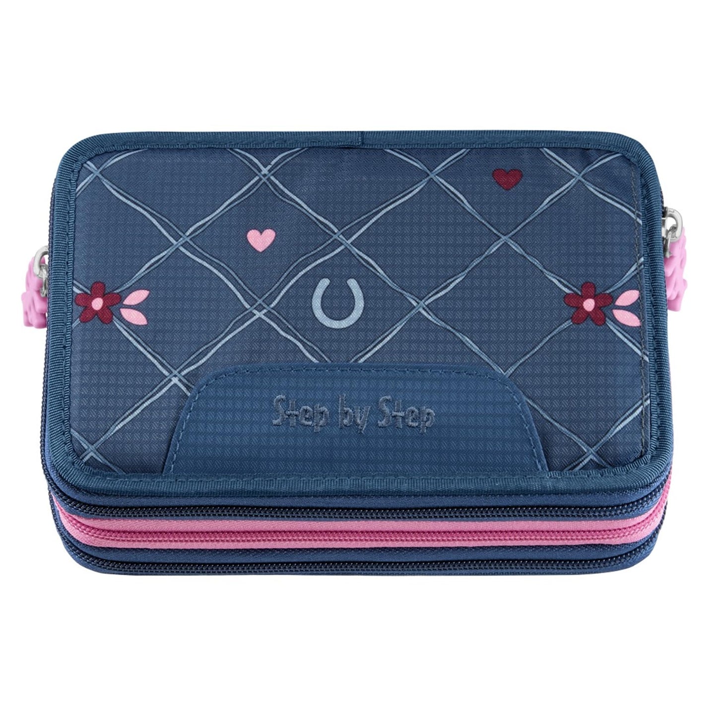 Ranzen-Zubehör XXL-Mäppchen, 43-teilig, Horse Lima - Blau-rosa