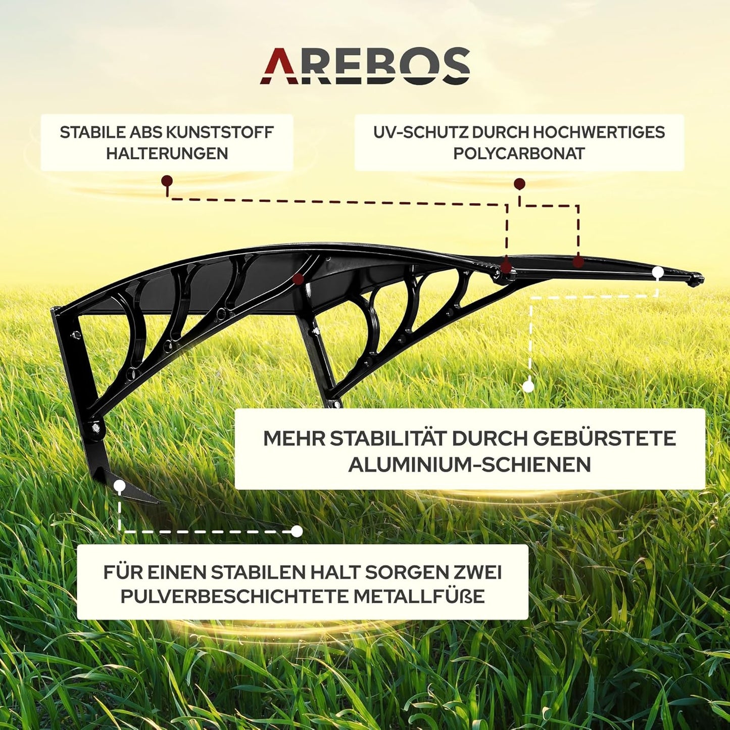 Mähroboter-Garage mit UV-Schutz und Metallfüssen, Schwarz