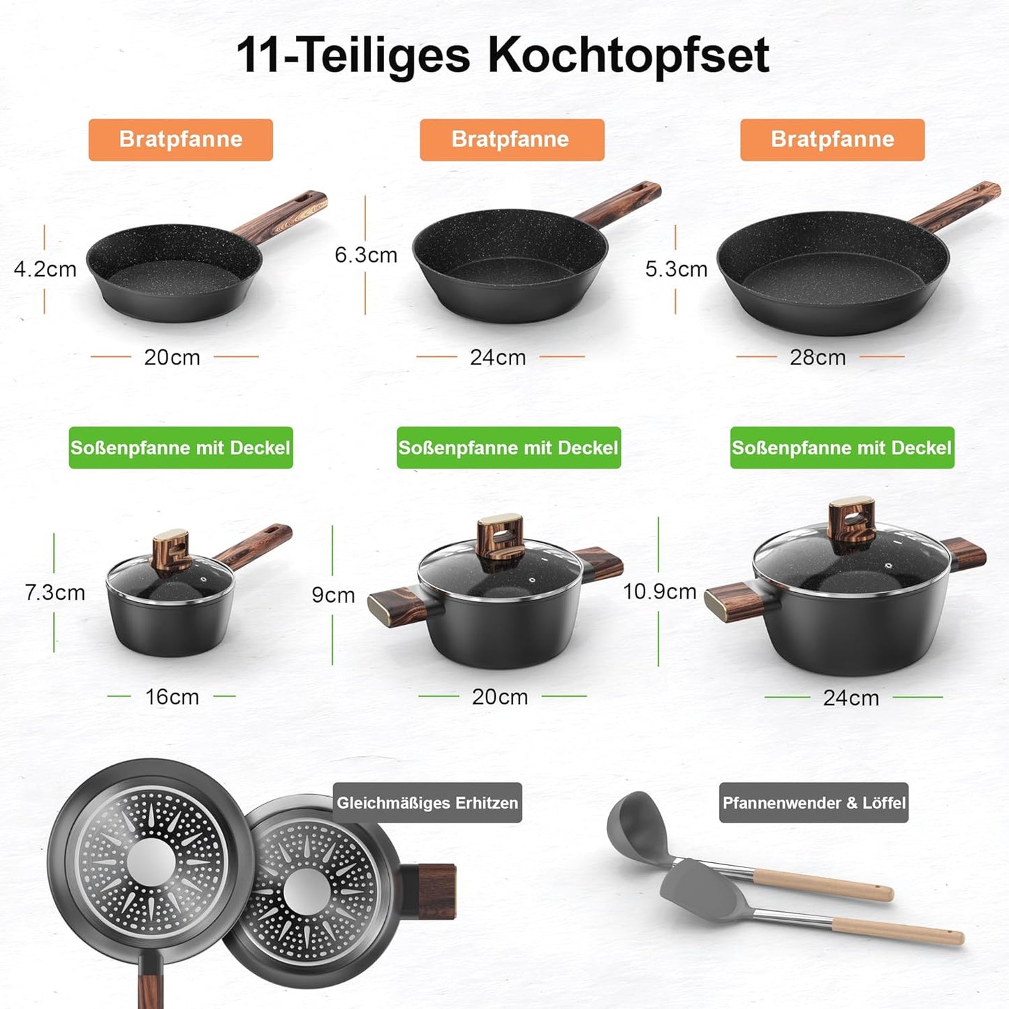 11-teiliges Kochgeschirr-Set, S